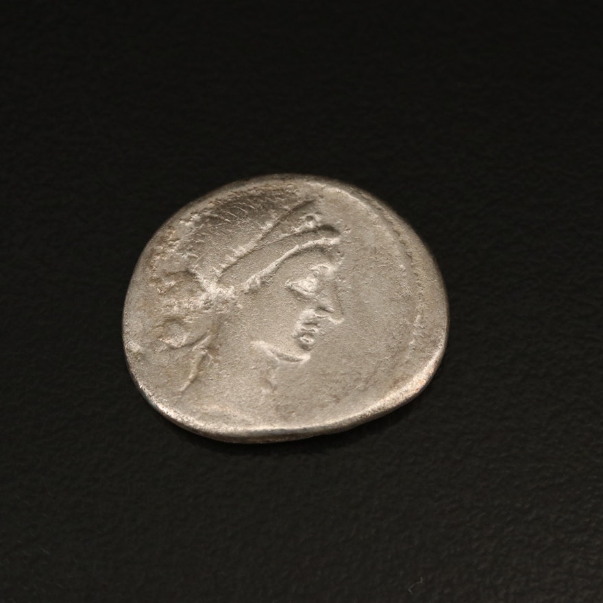 Ancient Roman AR Denarius of Julius Caesar, ca. 46 BC