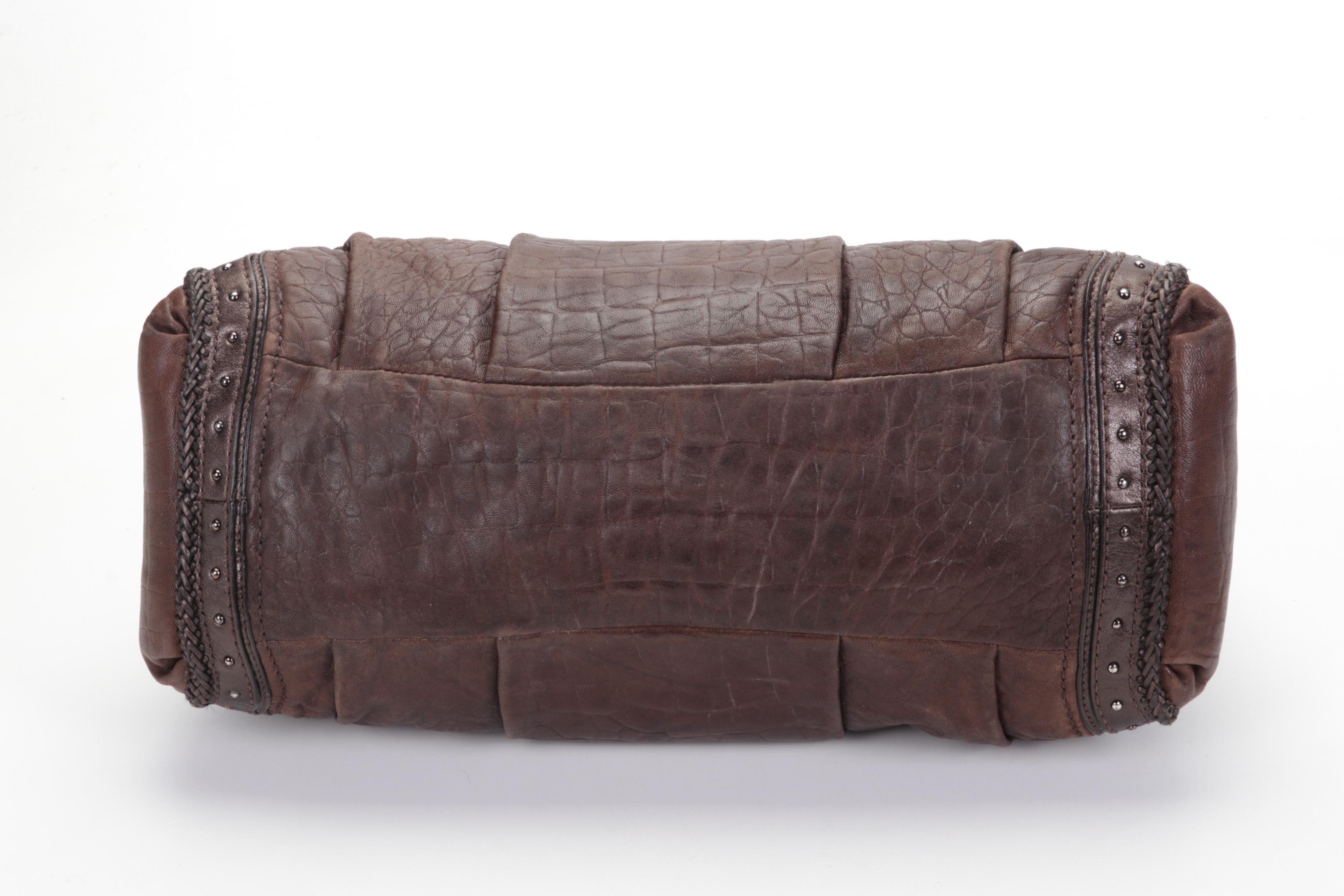 Coach 70th Anniversary Caroline Madison Satchel In Brown Embossed Leather