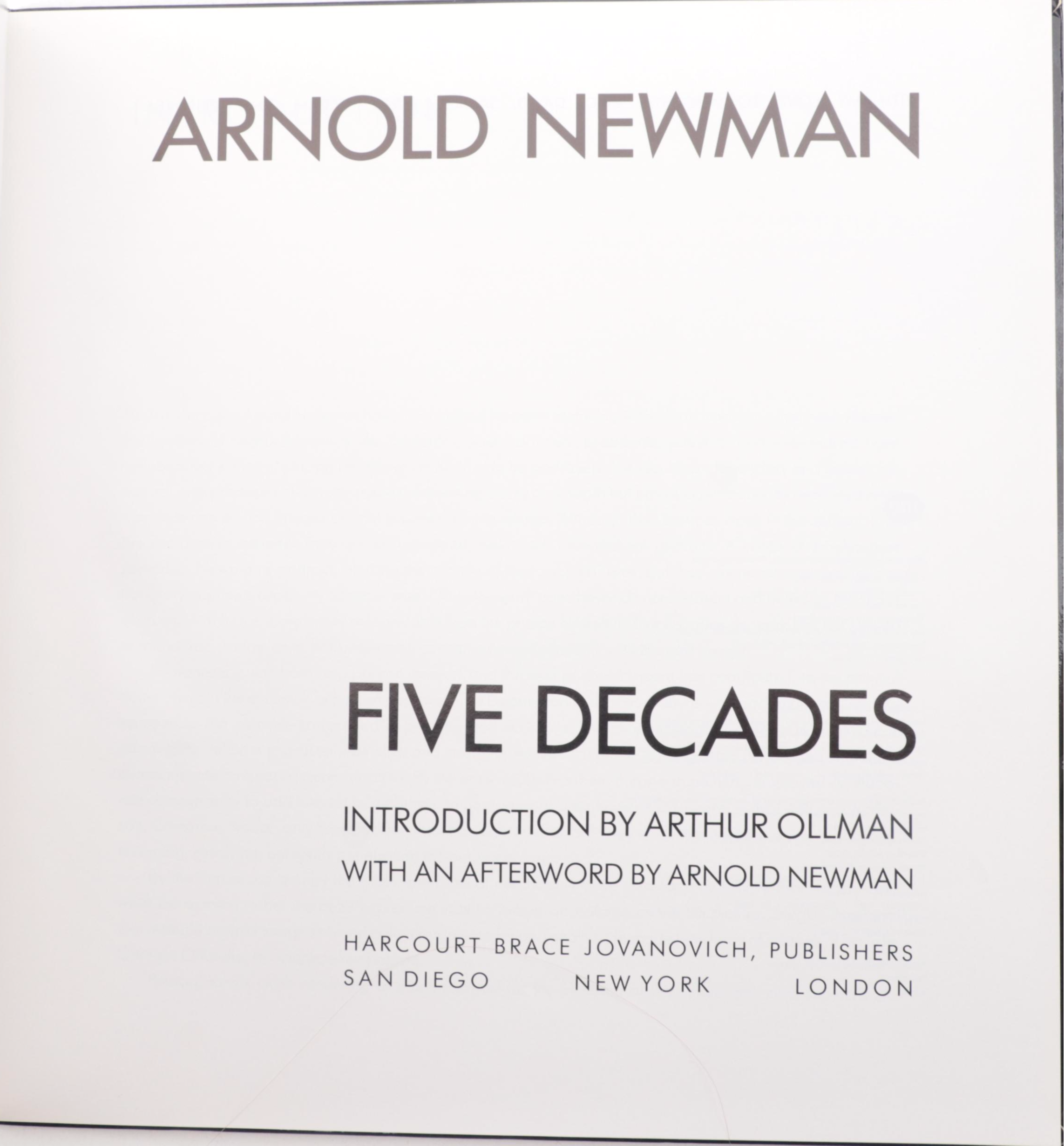 First Edition "Arnold Newman: Five Decades" and "Irving Penn: Passage" Art Books