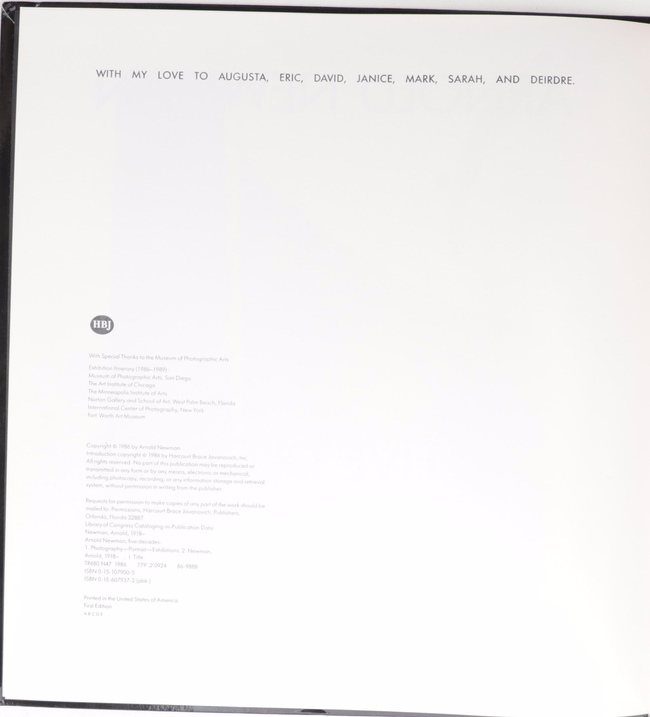 First Edition "Arnold Newman: Five Decades" and "Irving Penn: Passage" Art Books