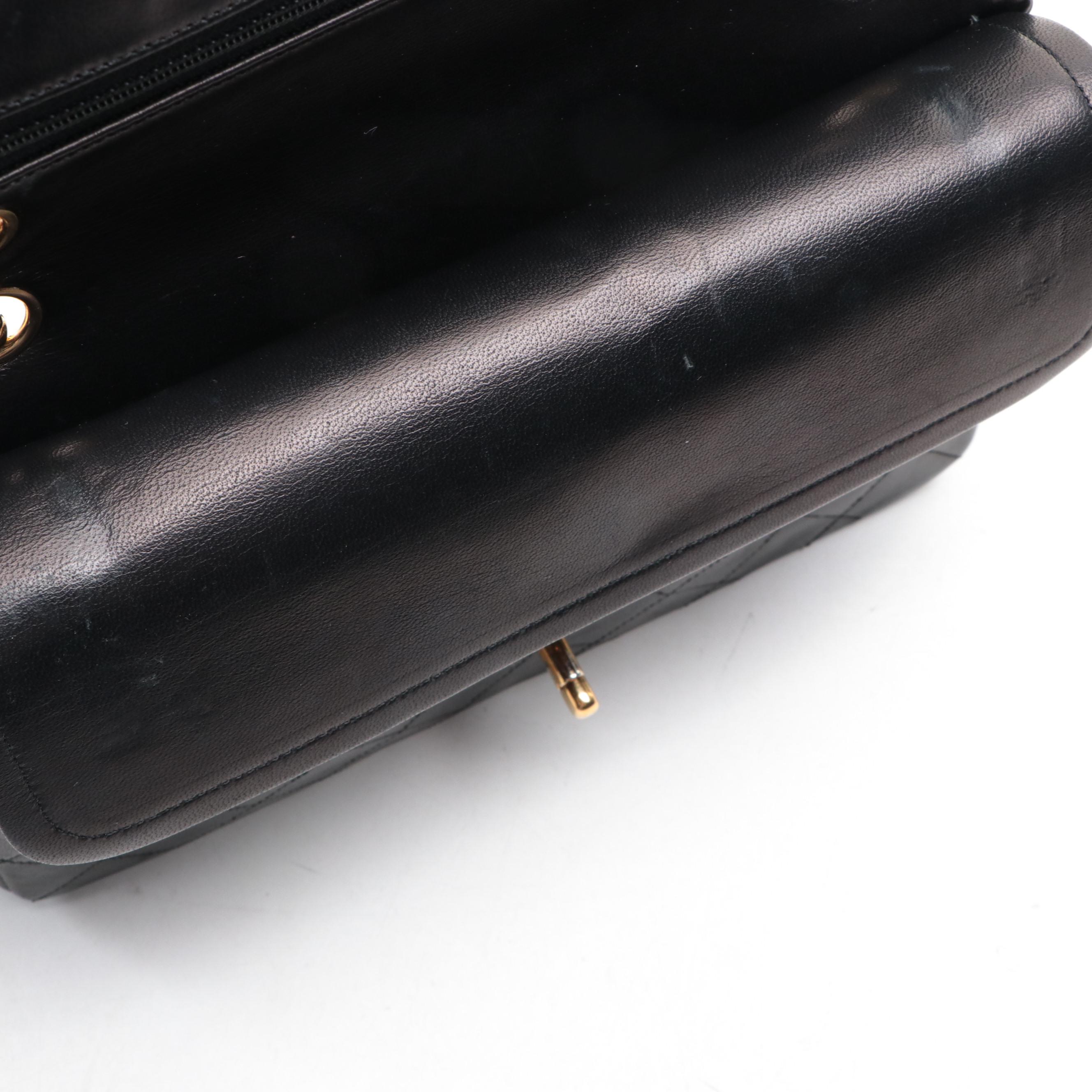 Chanel CC Small Double Flap Shoulder Bag in Quilted Black Lambskin Leather