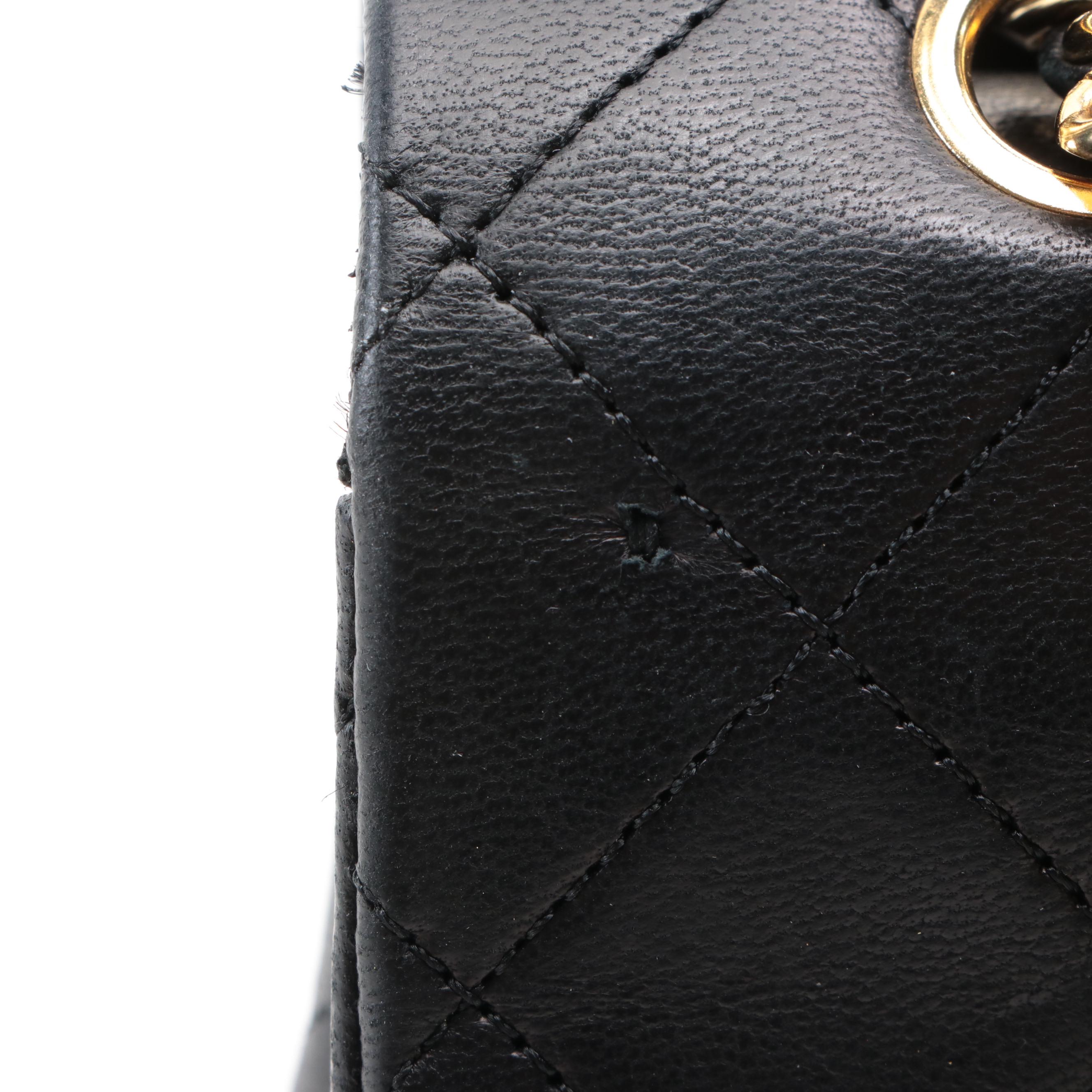 Chanel CC Small Double Flap Shoulder Bag in Quilted Black Lambskin Leather