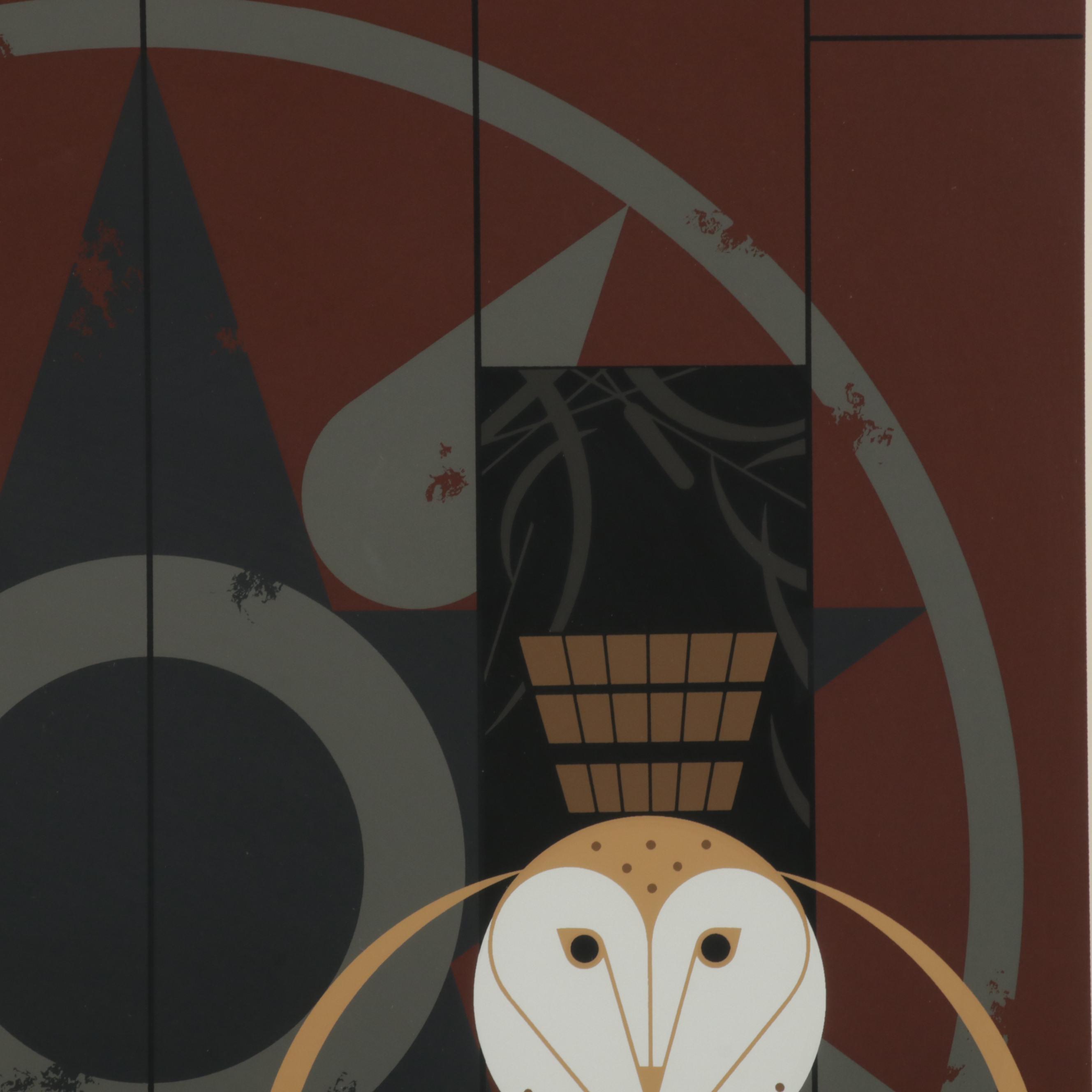 Charley Harper Barn Owl Serigraph "Hexit," 1980