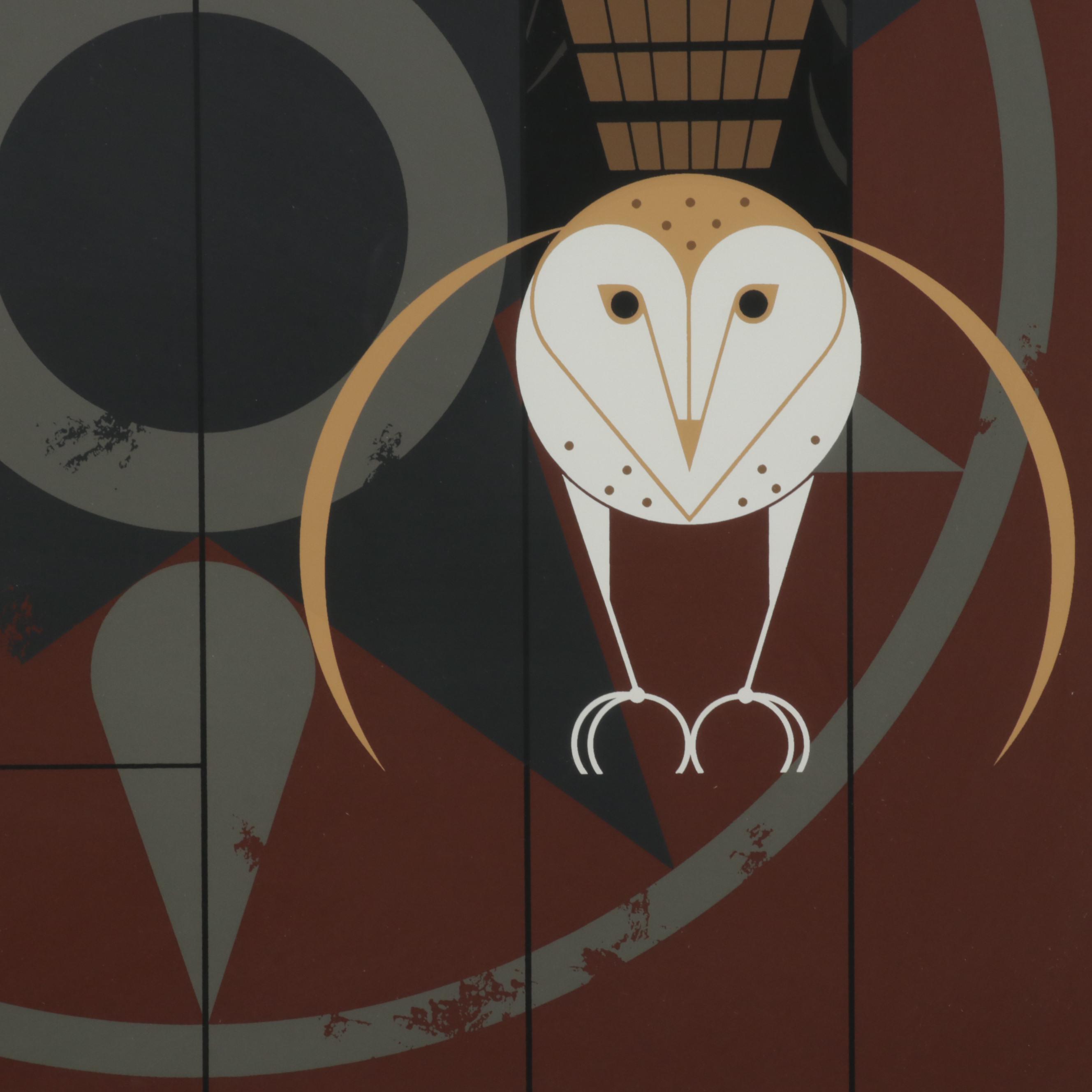 Charley Harper Barn Owl Serigraph "Hexit," 1980