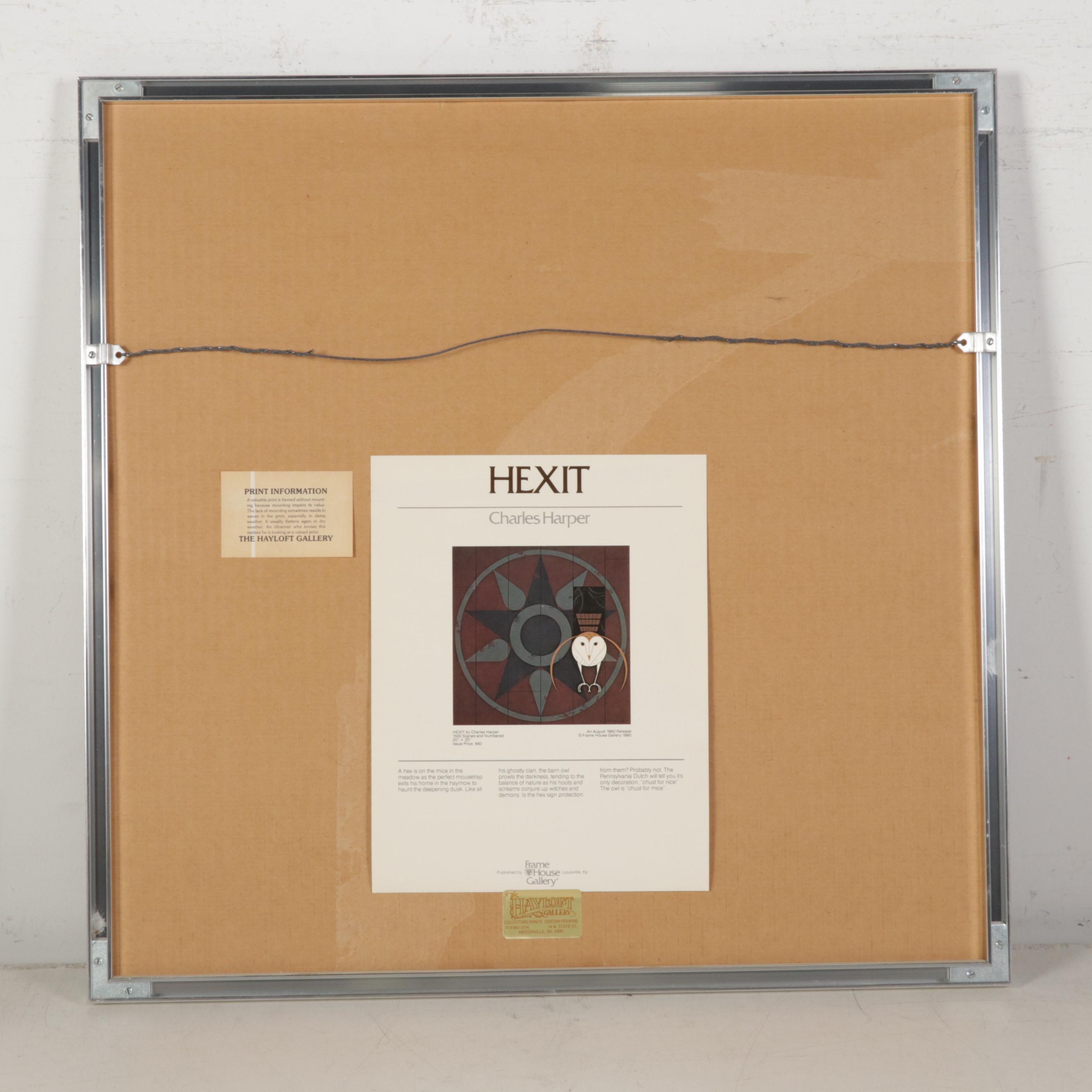 Charley Harper Barn Owl Serigraph "Hexit," 1980