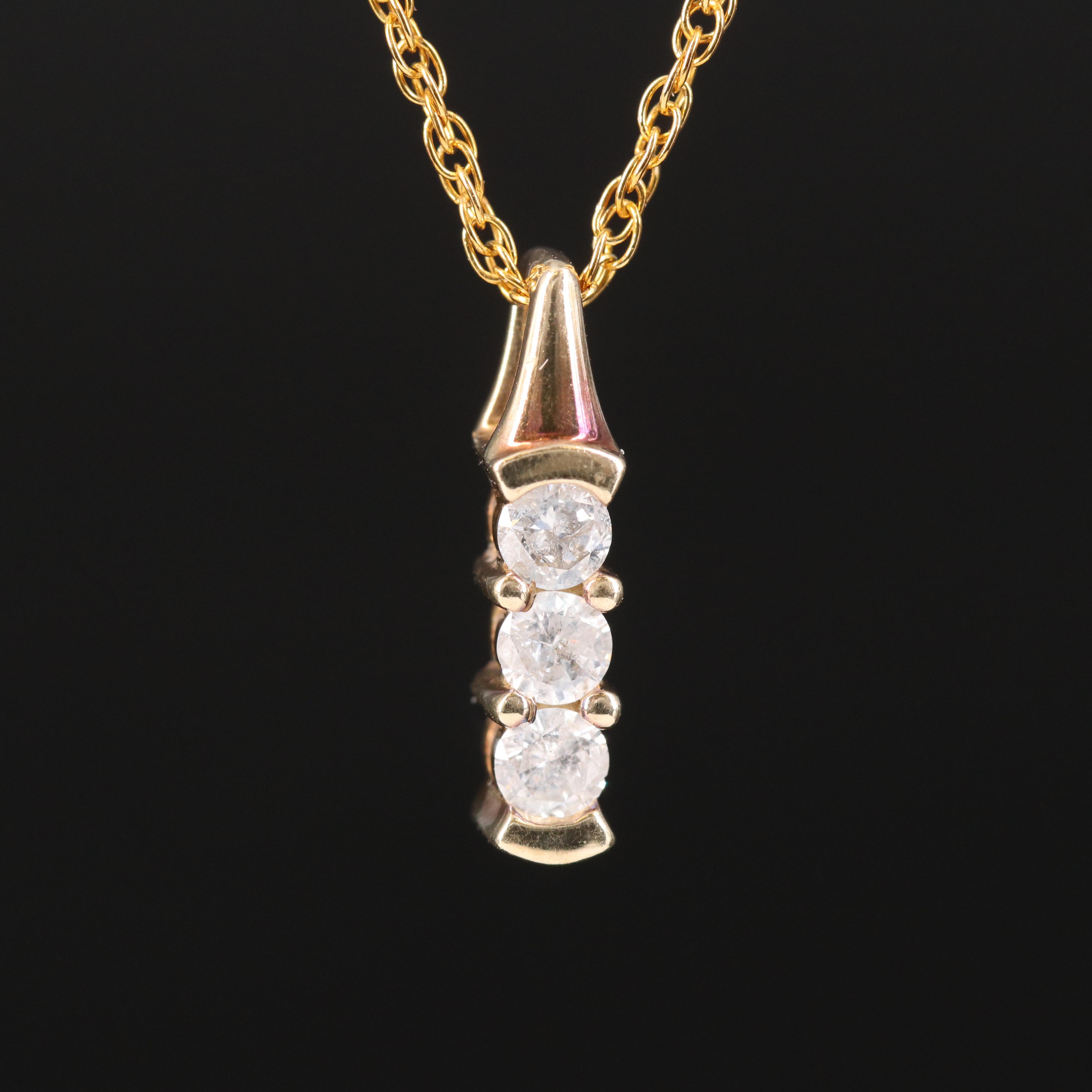 10K Diamond Pendant on Gold-Filled Chain Necklace