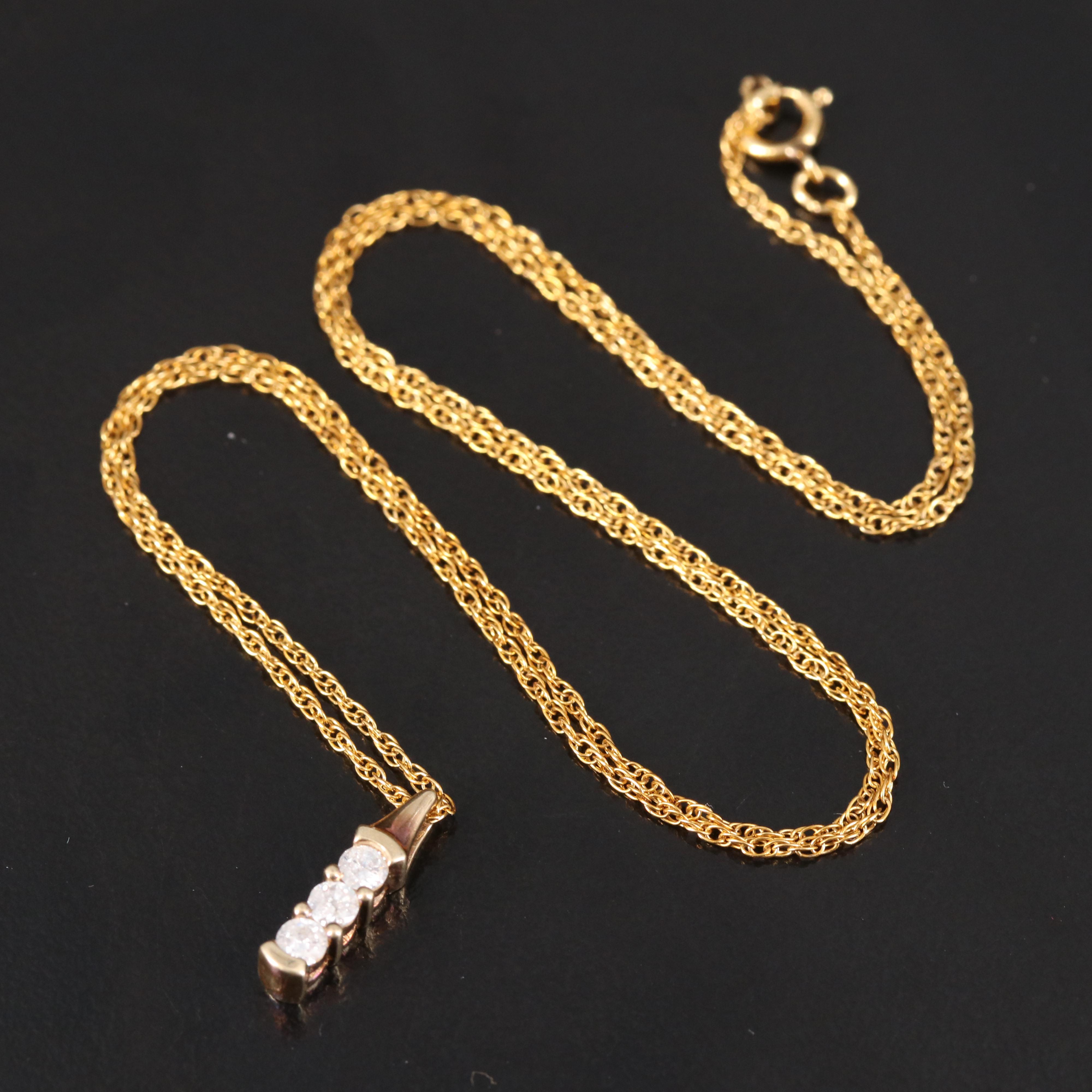 10K Diamond Pendant on Gold-Filled Chain Necklace