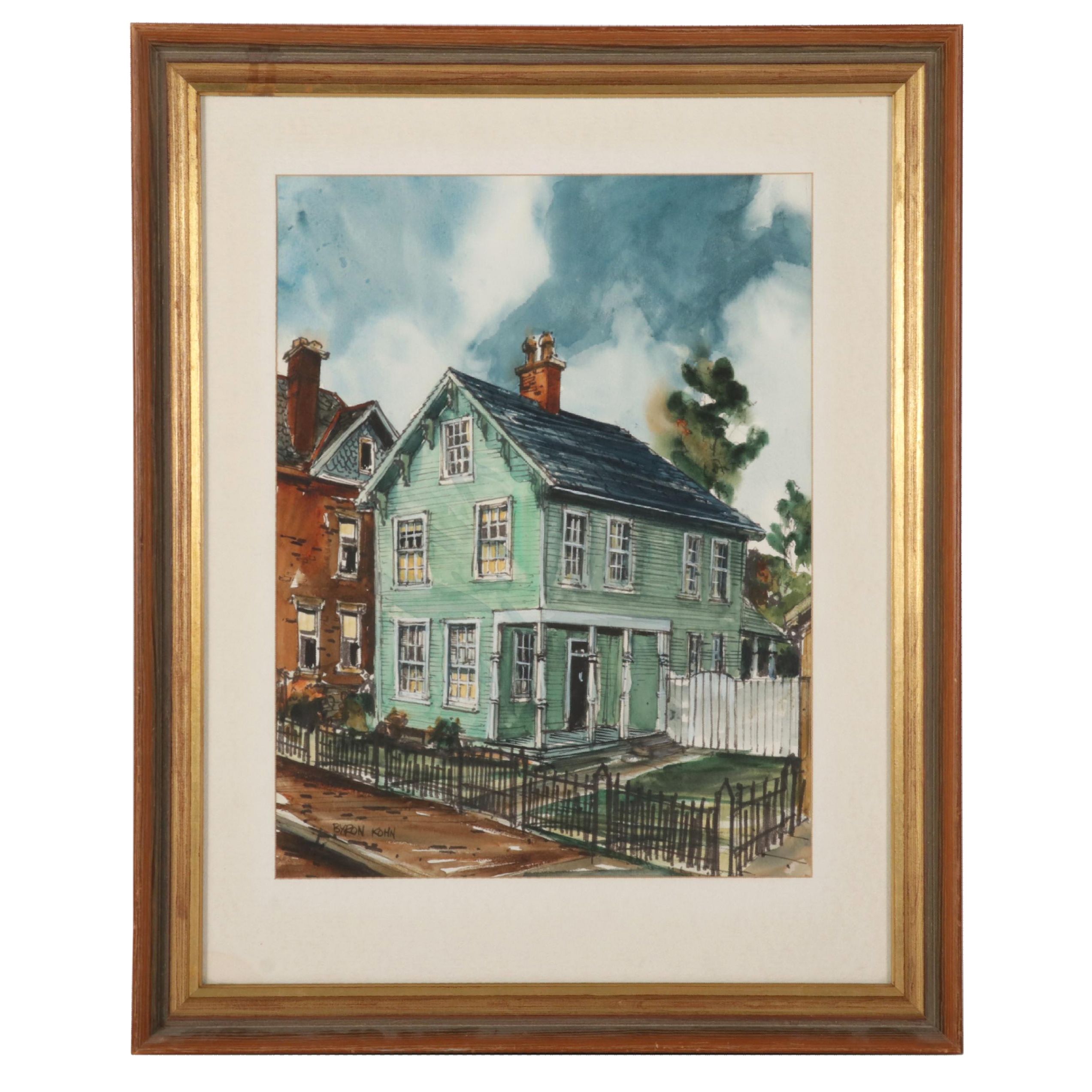 Byron Kohn Watercolor Painting of German Village House, Circa 1971