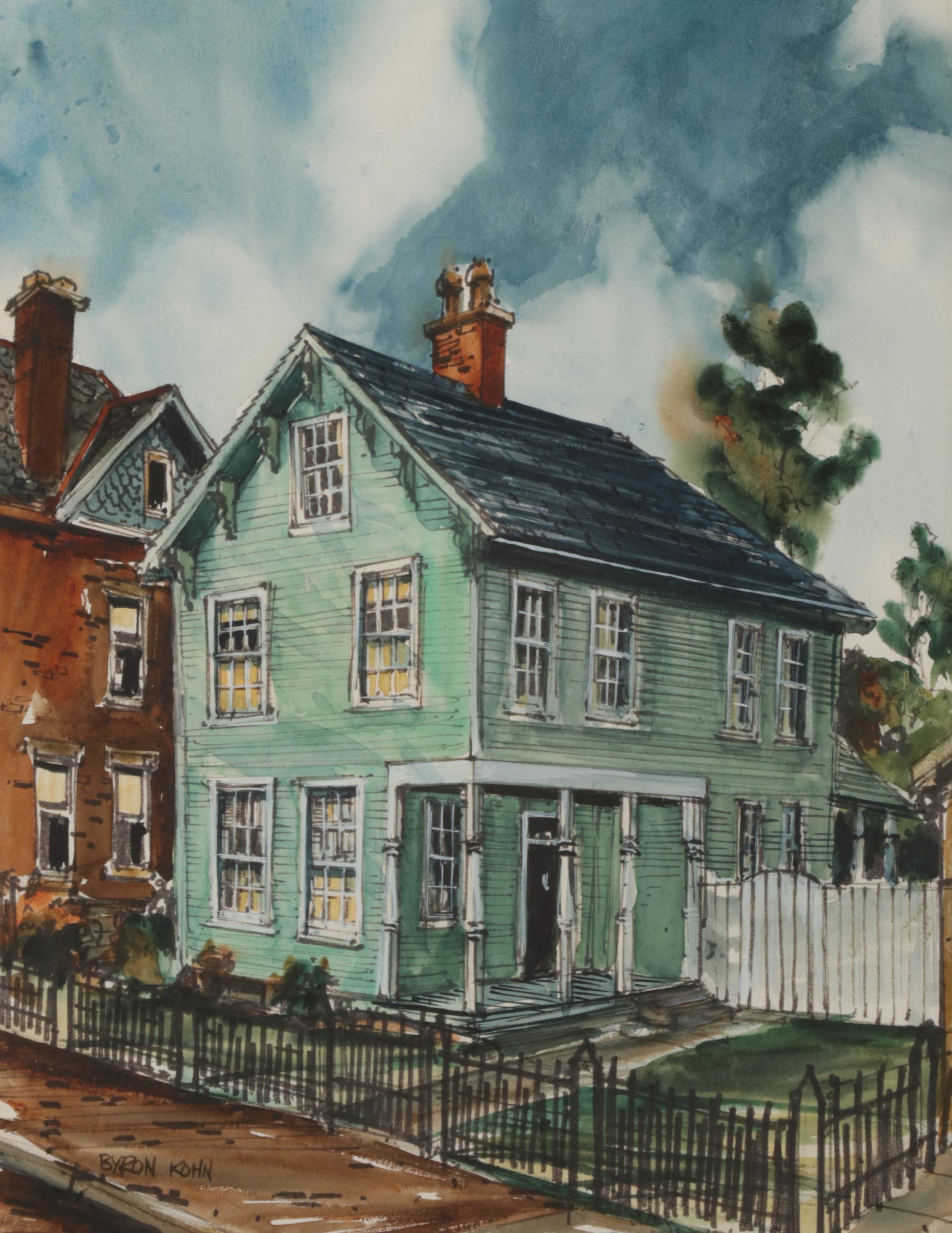 Byron Kohn Watercolor Painting of German Village House, Circa 1971