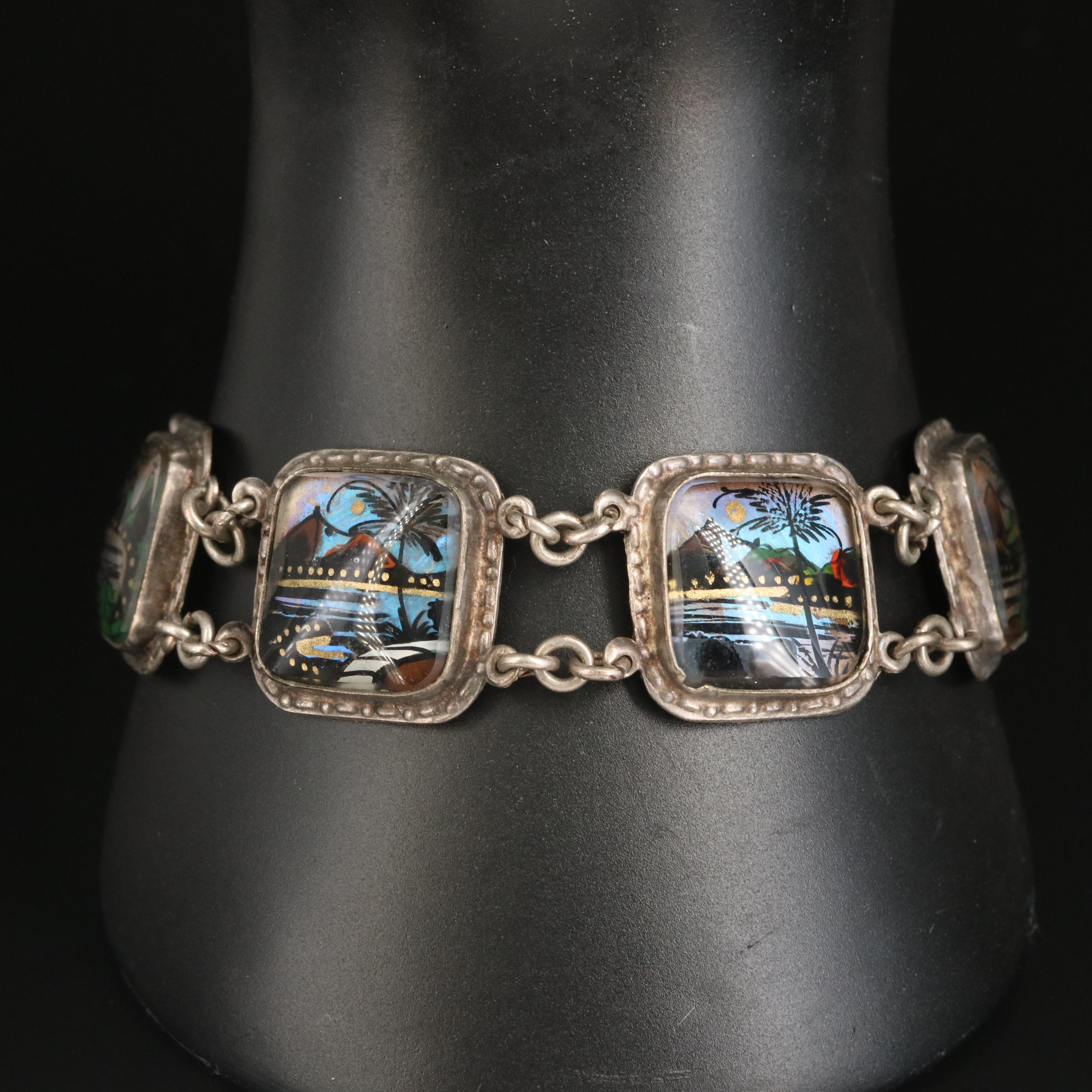 Alfano Blue Morpho Butterfly Wing Panel Bracelet