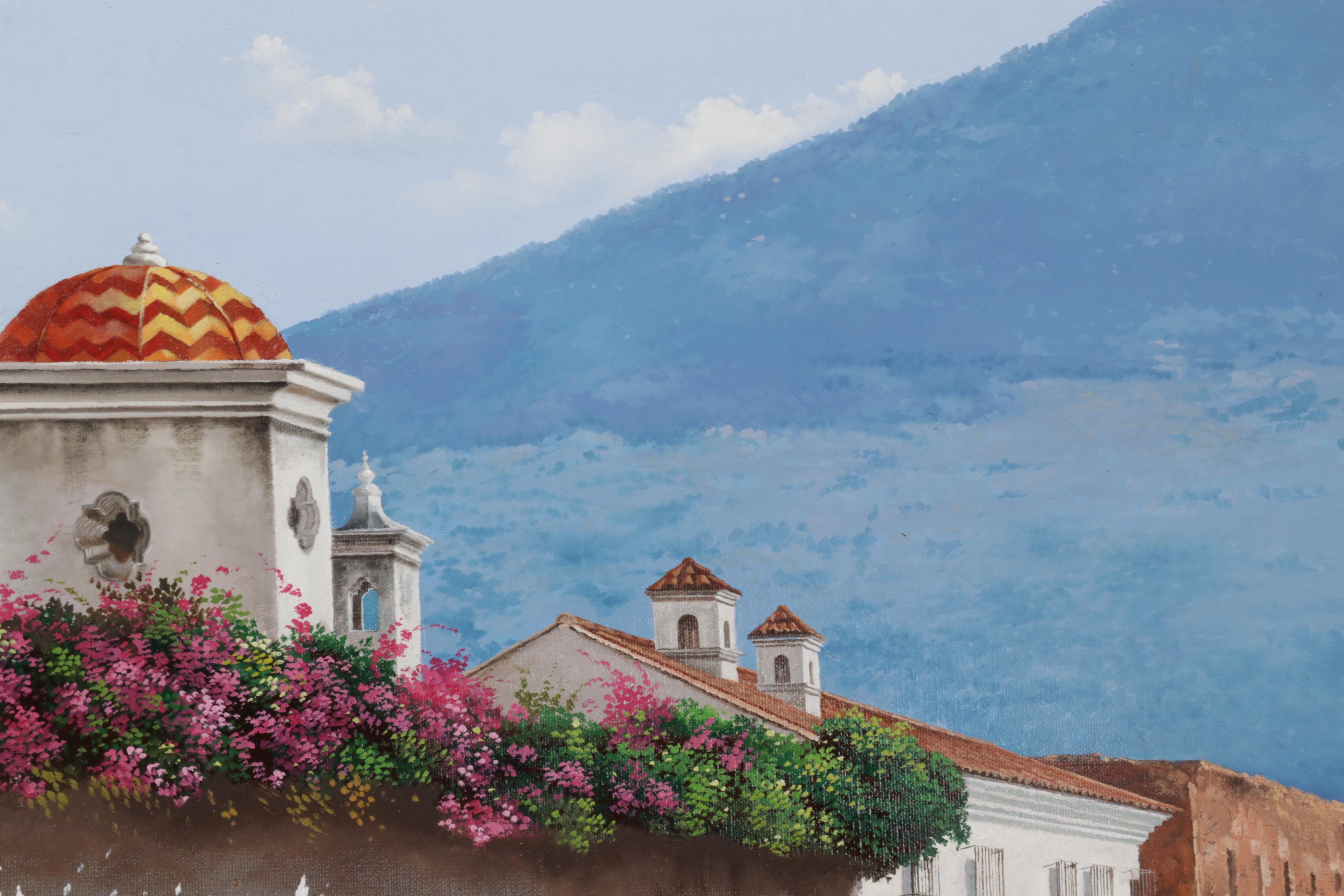 Guillermo Arriola Landscape Oil Painting "Cúpula y Volcan," 1993