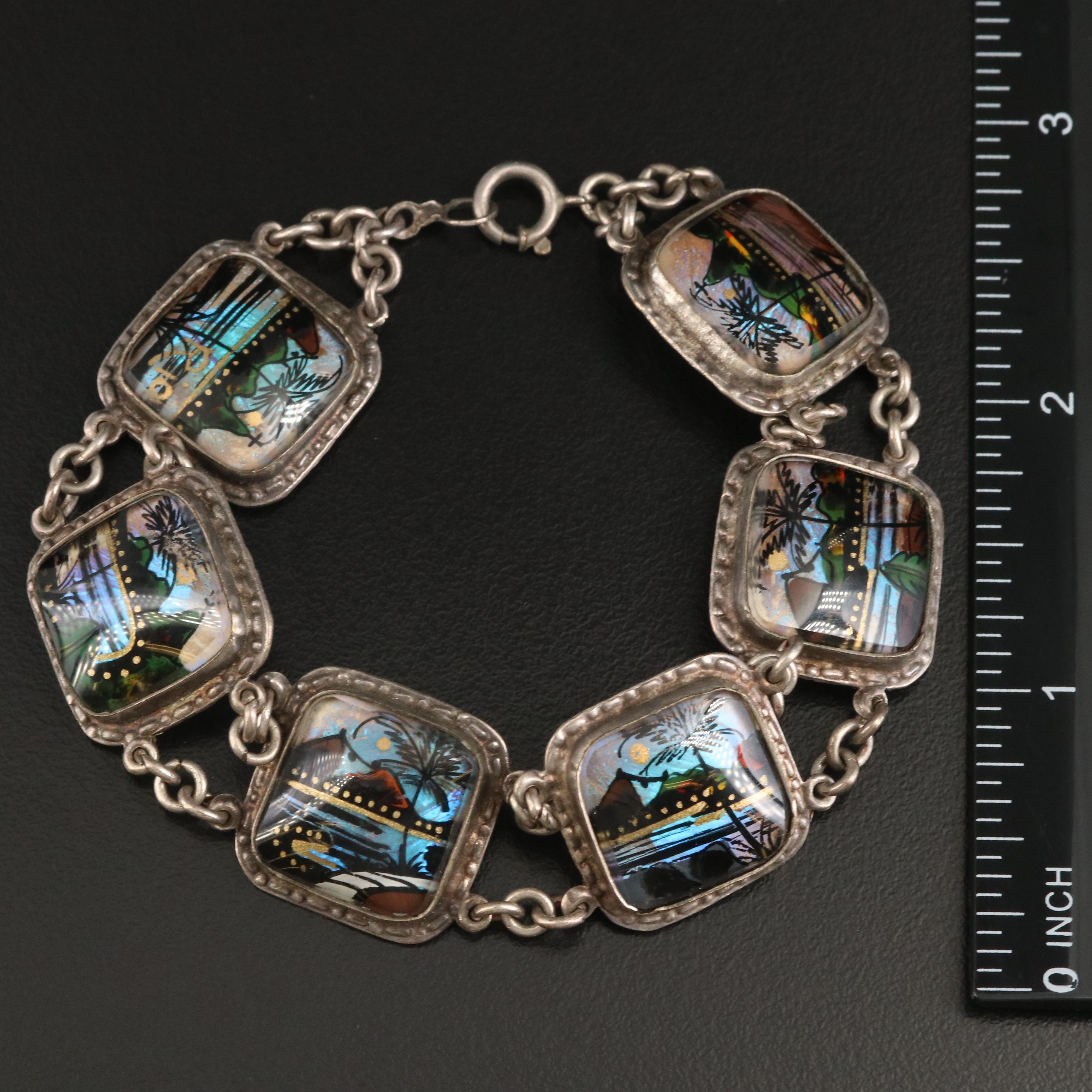 Alfano Blue Morpho Butterfly Wing Panel Bracelet