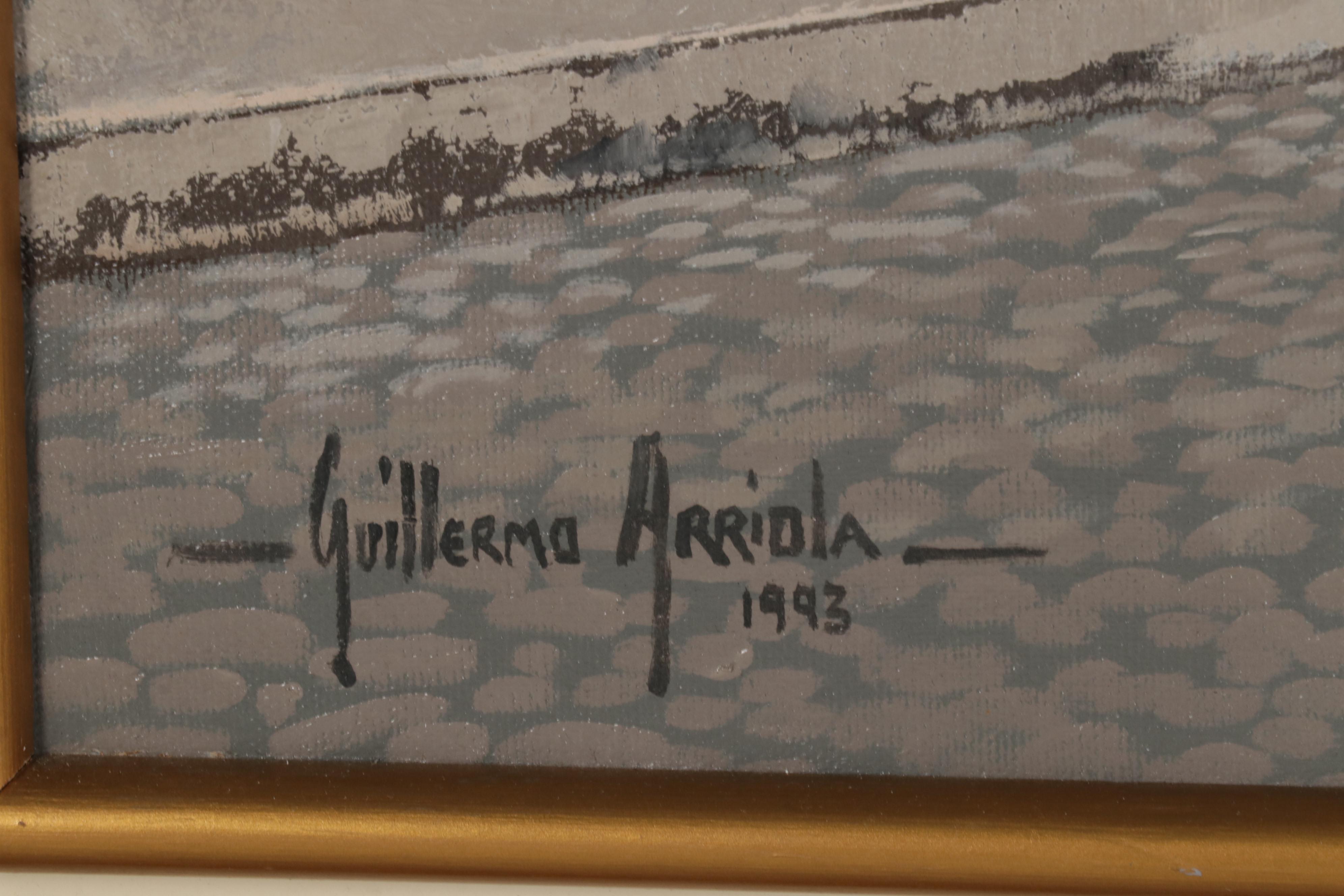 Guillermo Arriola Landscape Oil Painting "Cúpula y Volcan," 1993