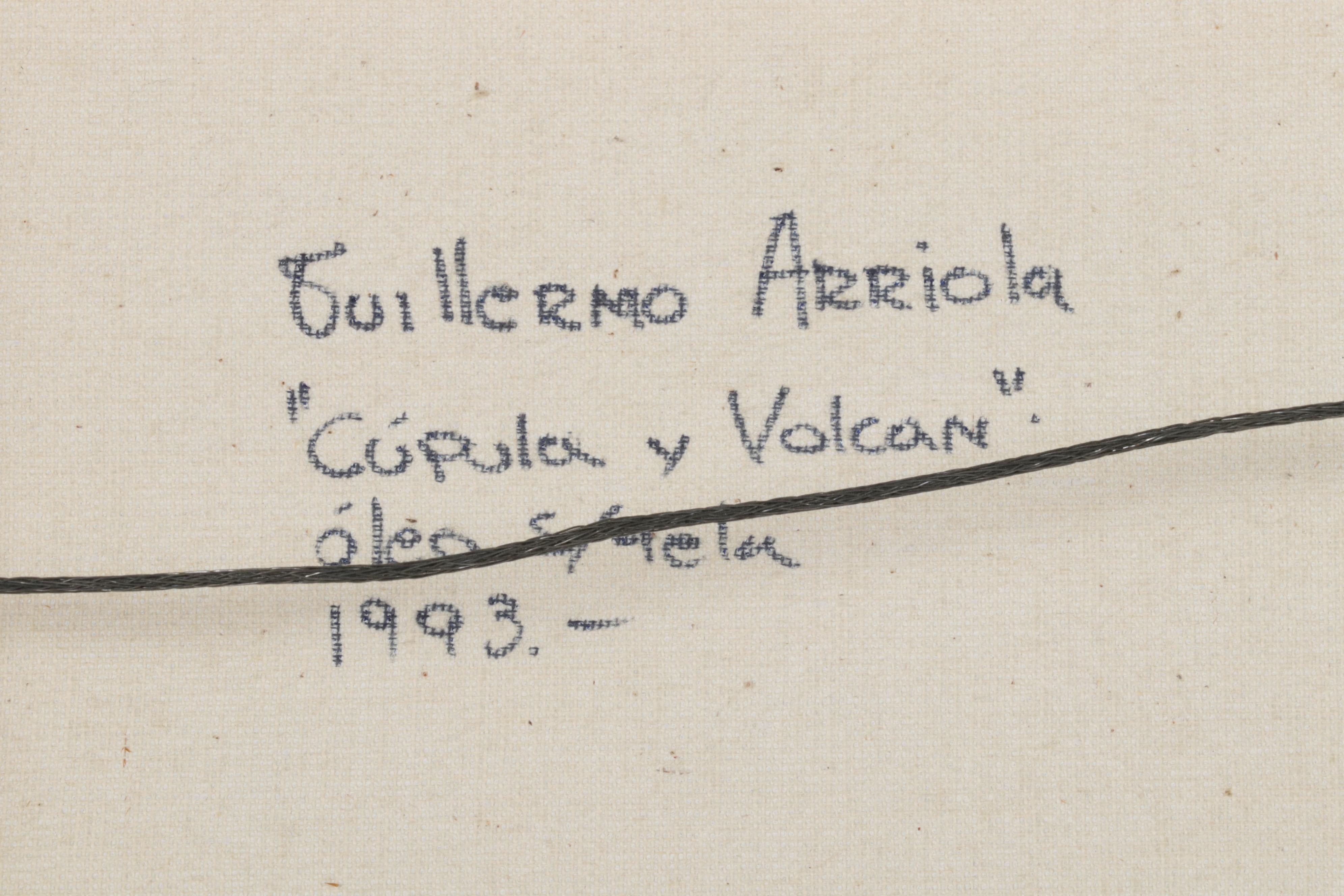 Guillermo Arriola Landscape Oil Painting "Cúpula y Volcan," 1993