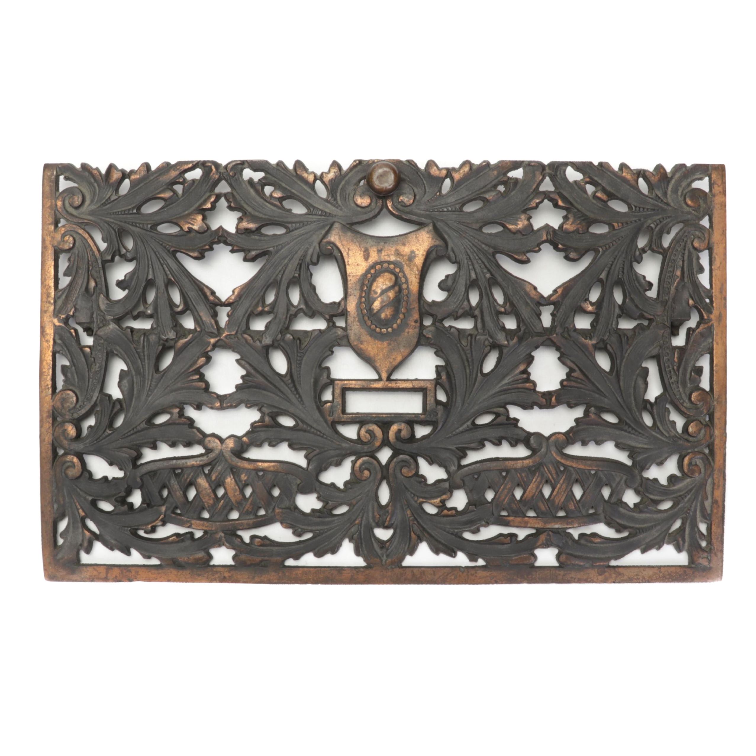 Victorian Copper on Cast Iron Openwork Fireplace Screen Section, 19th Century