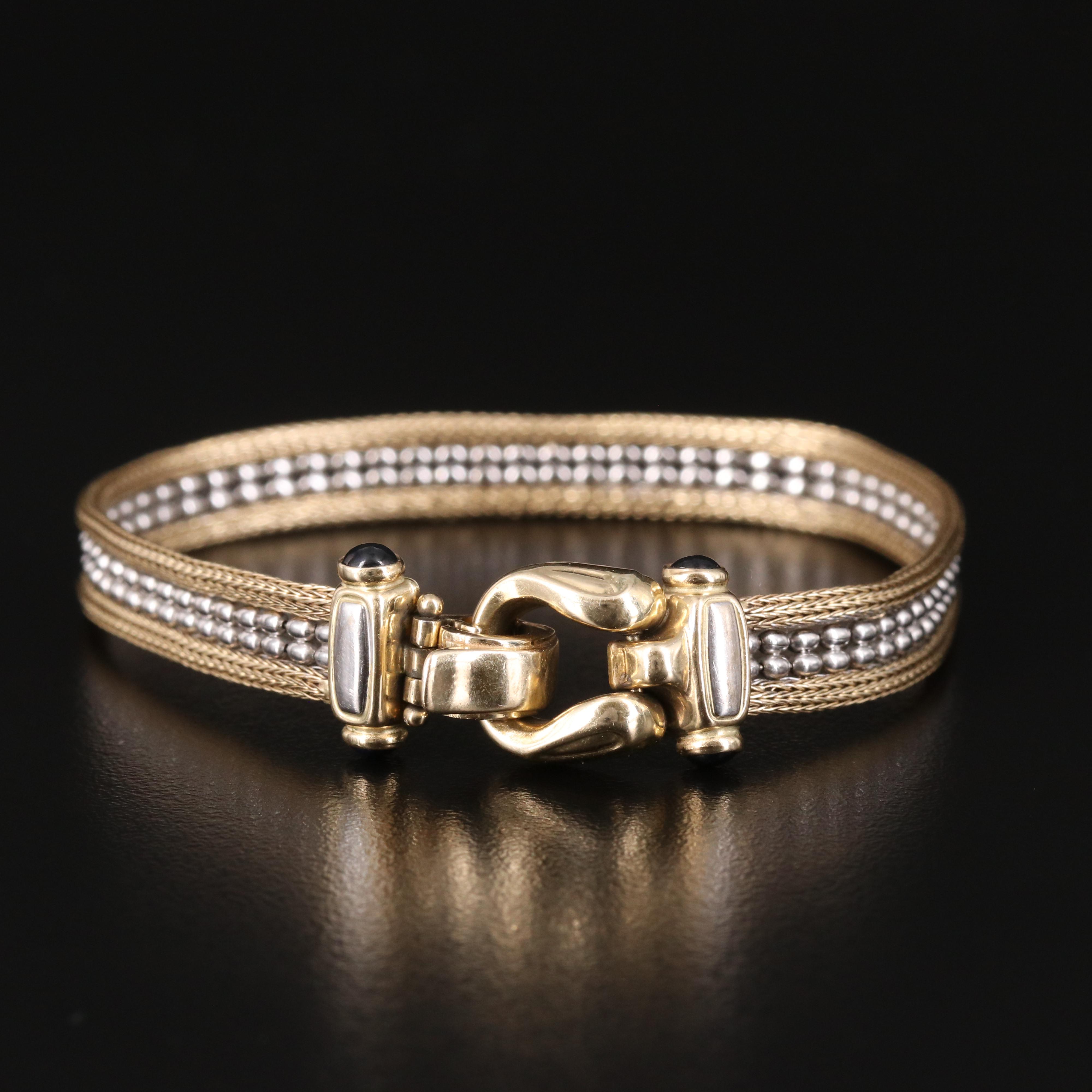 Italian 14K Two-Tone Bracelet with Sapphire Accents