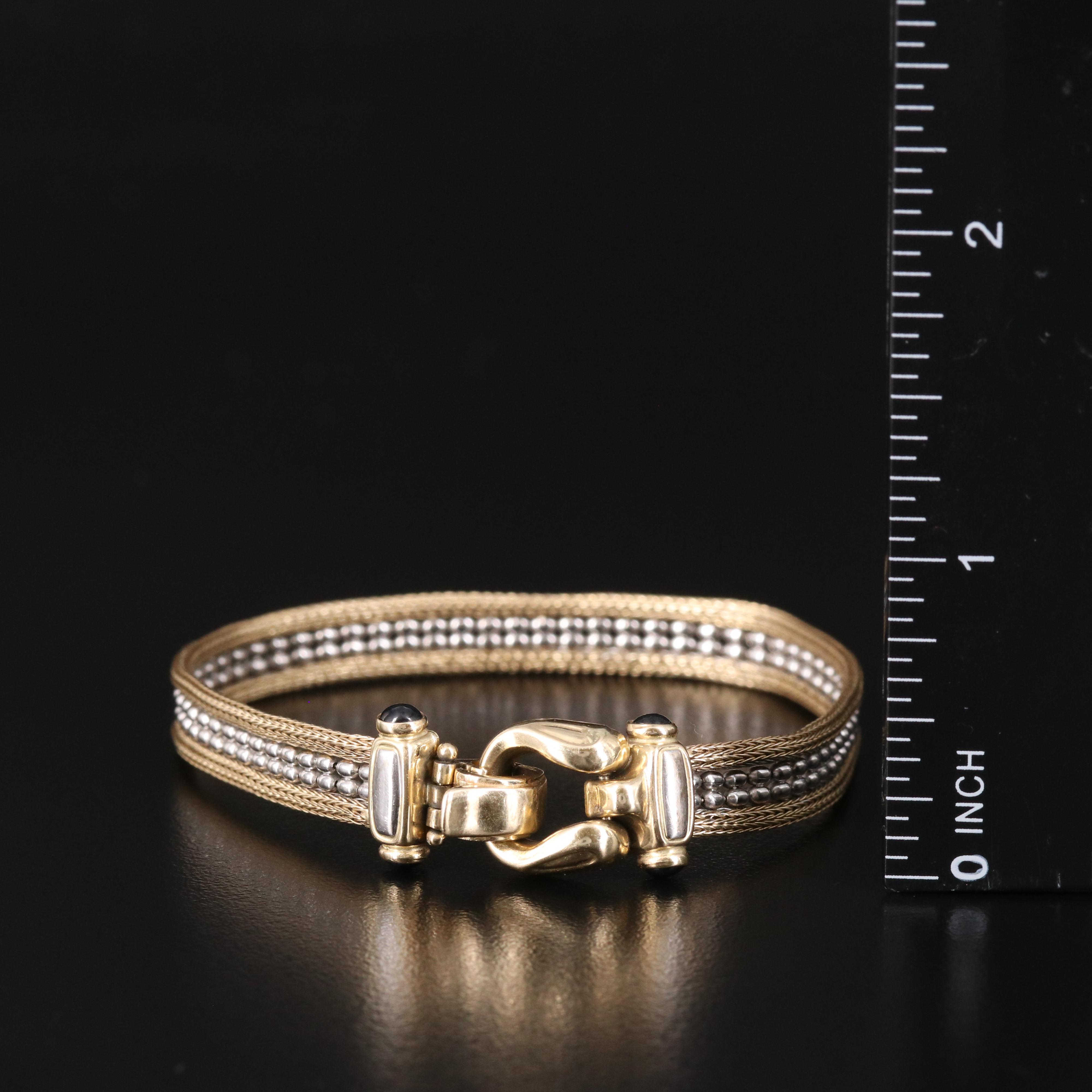 Italian 14K Two-Tone Bracelet with Sapphire Accents