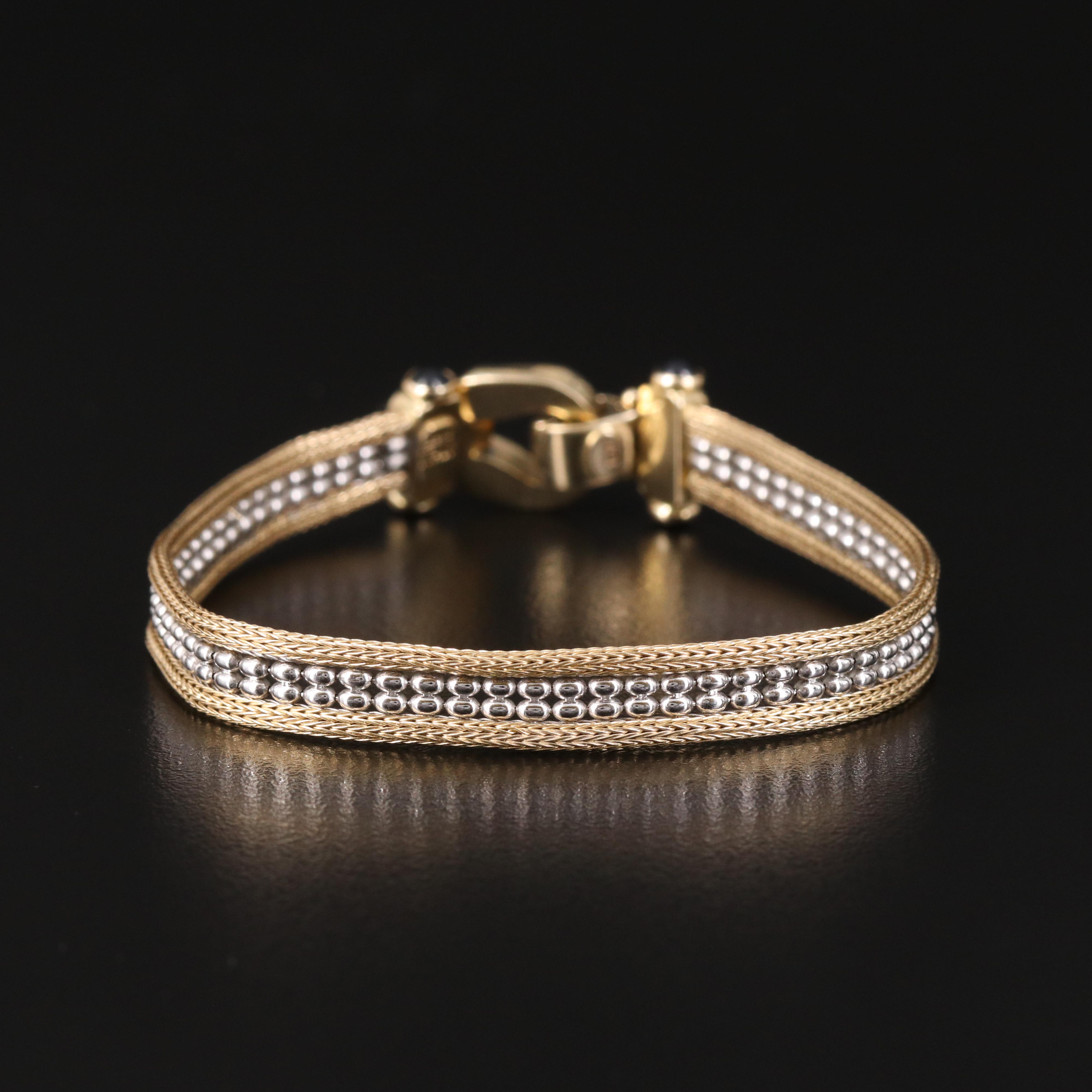 Italian 14K Two-Tone Bracelet with Sapphire Accents