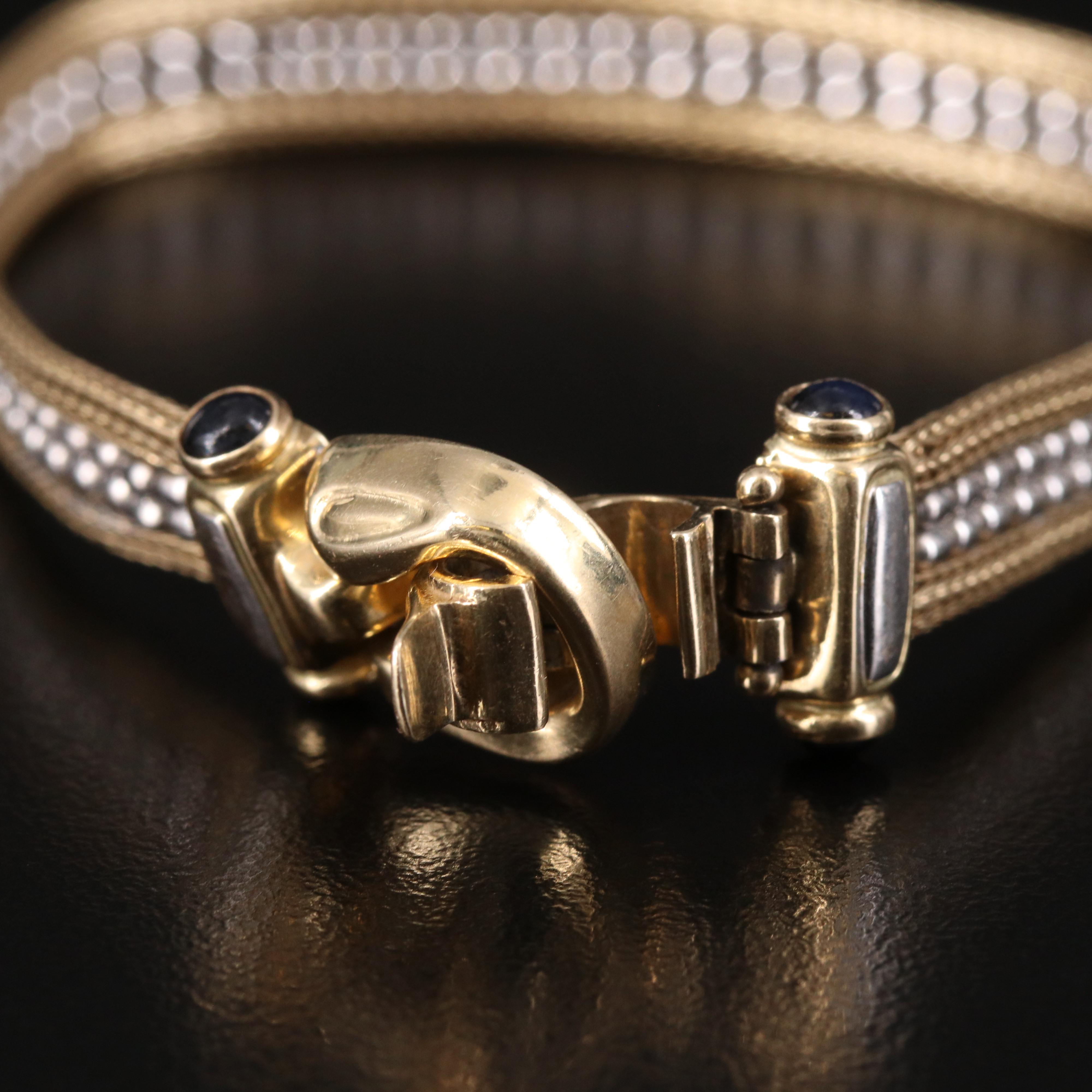 Italian 14K Two-Tone Bracelet with Sapphire Accents