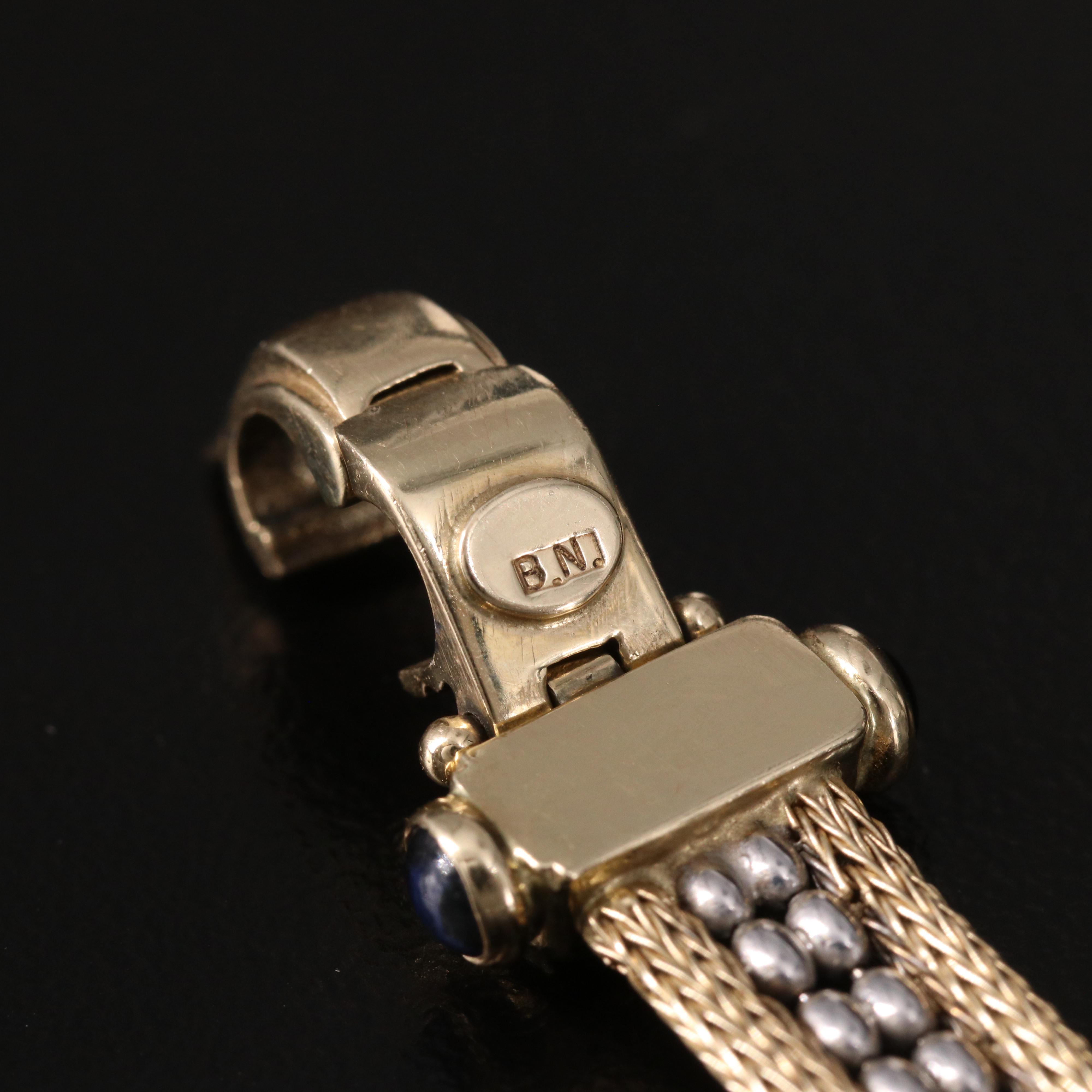 Italian 14K Two-Tone Bracelet with Sapphire Accents