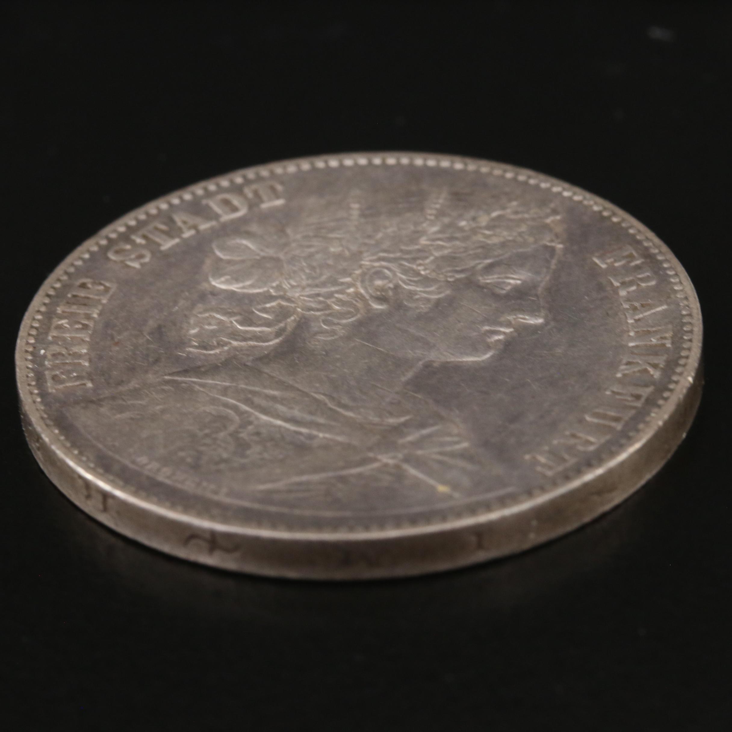 1860 German States Frankfurt Thaler Silver Coin