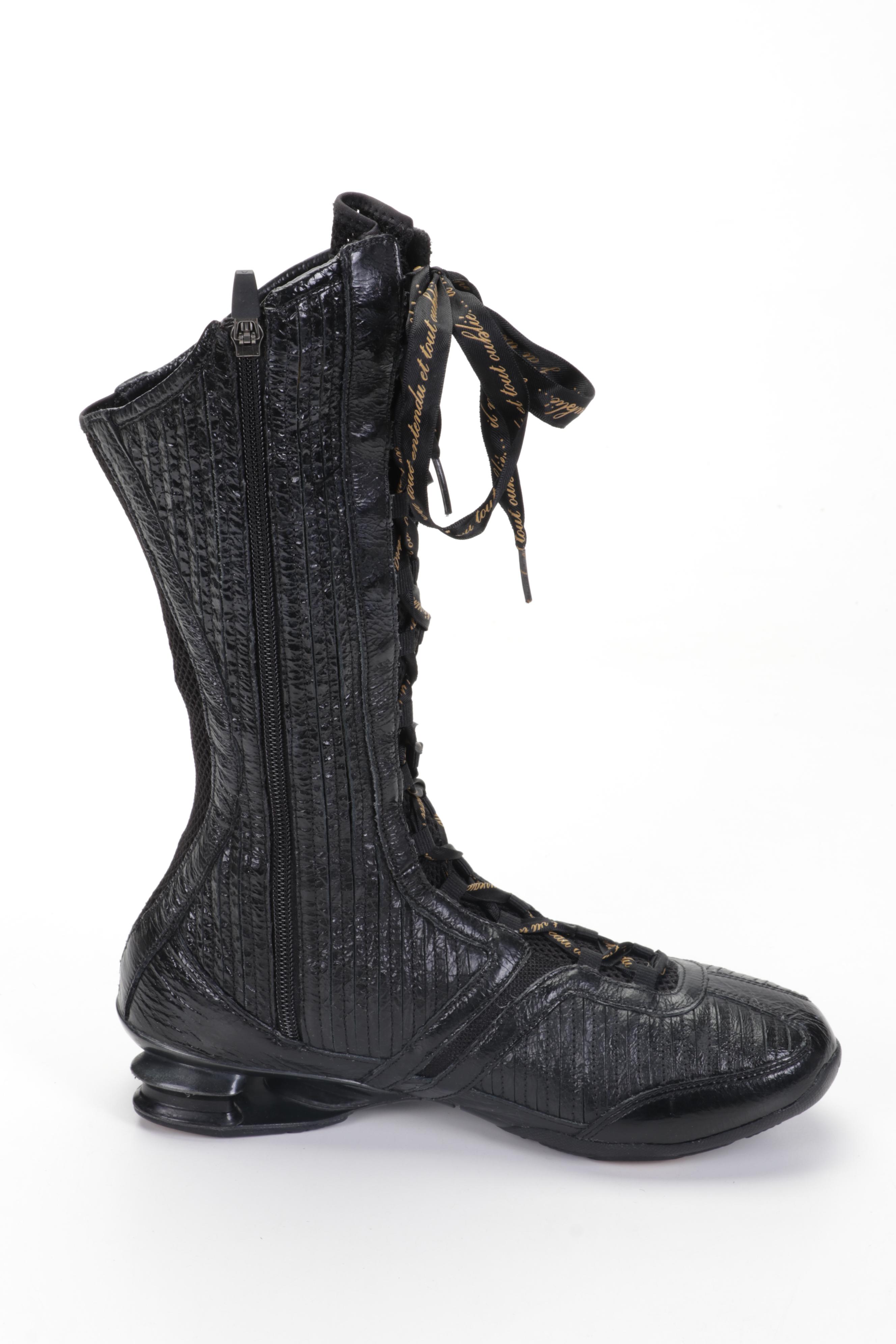 Nike Black Patent Leather and Mesh Calf Boots