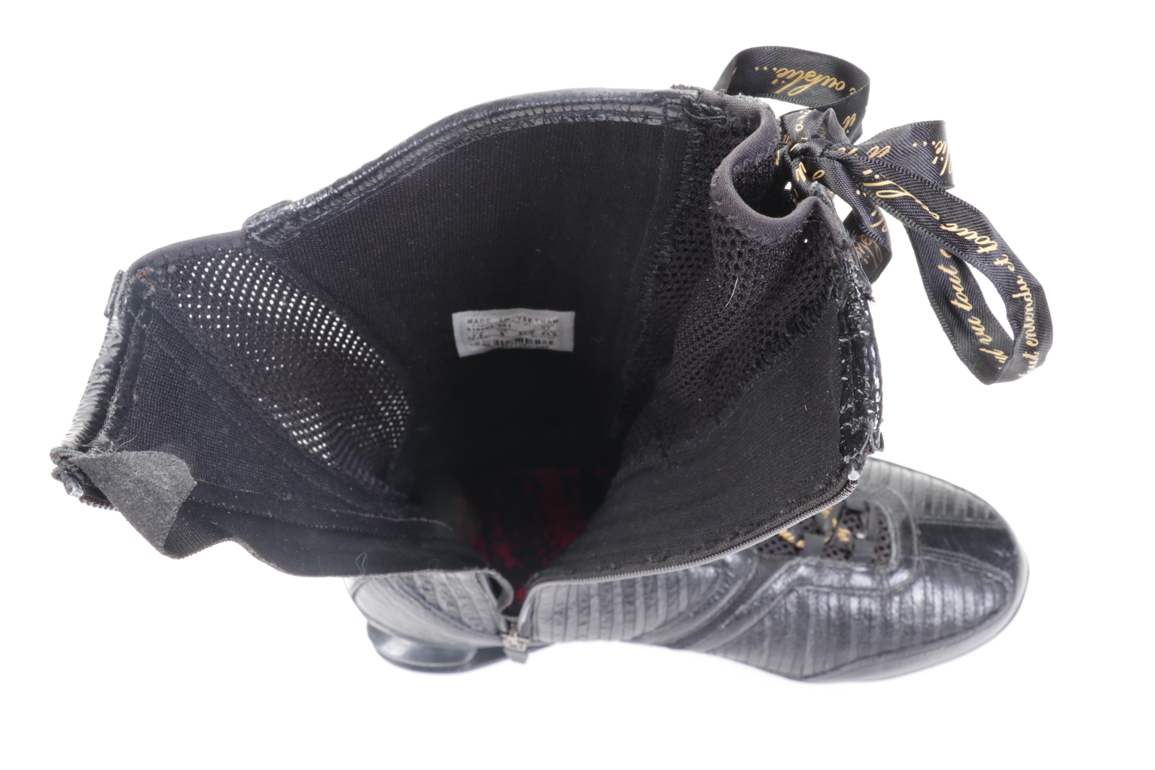 Nike Black Patent Leather and Mesh Calf Boots