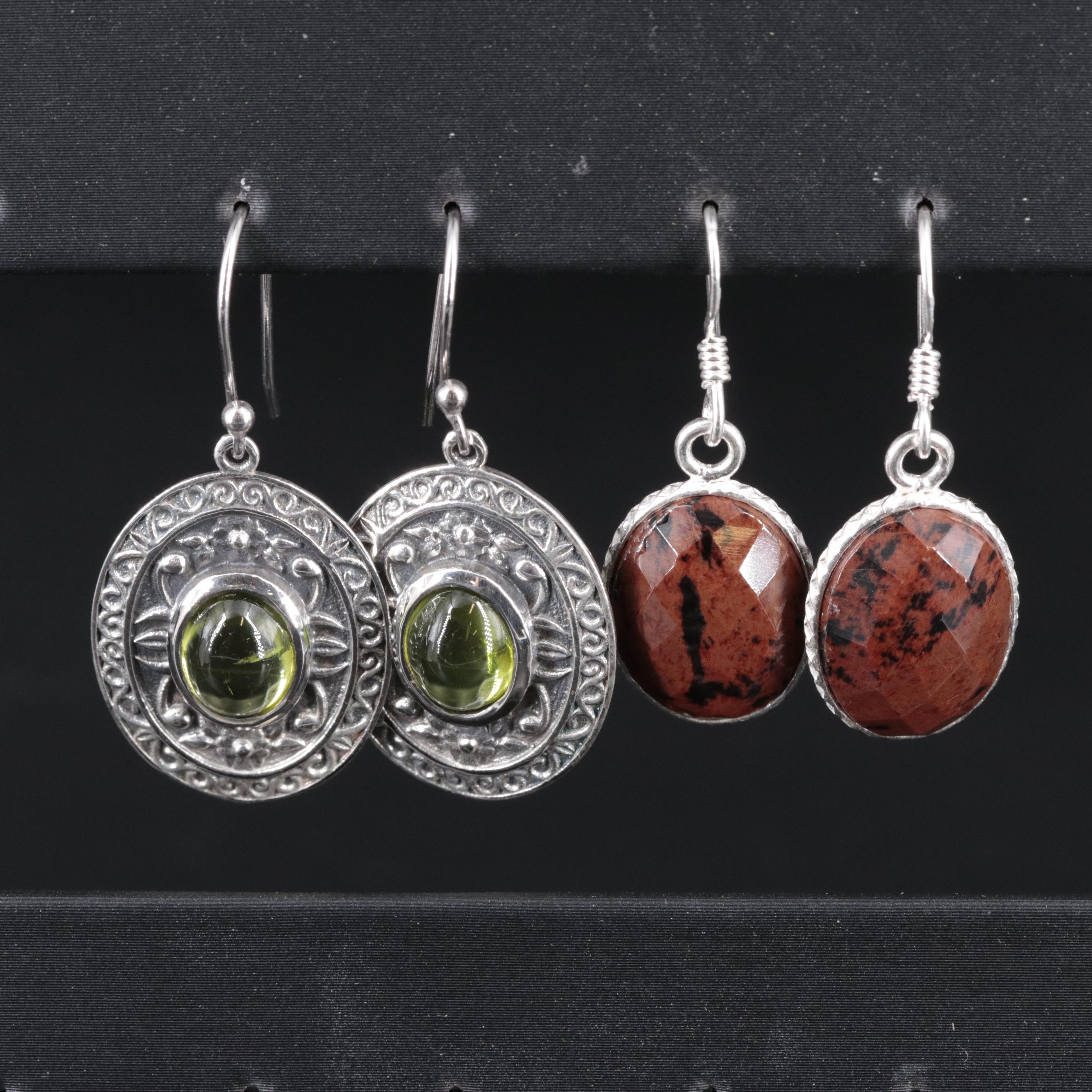 2-Piece Sterling Drop Earrings Featuring Peridot
