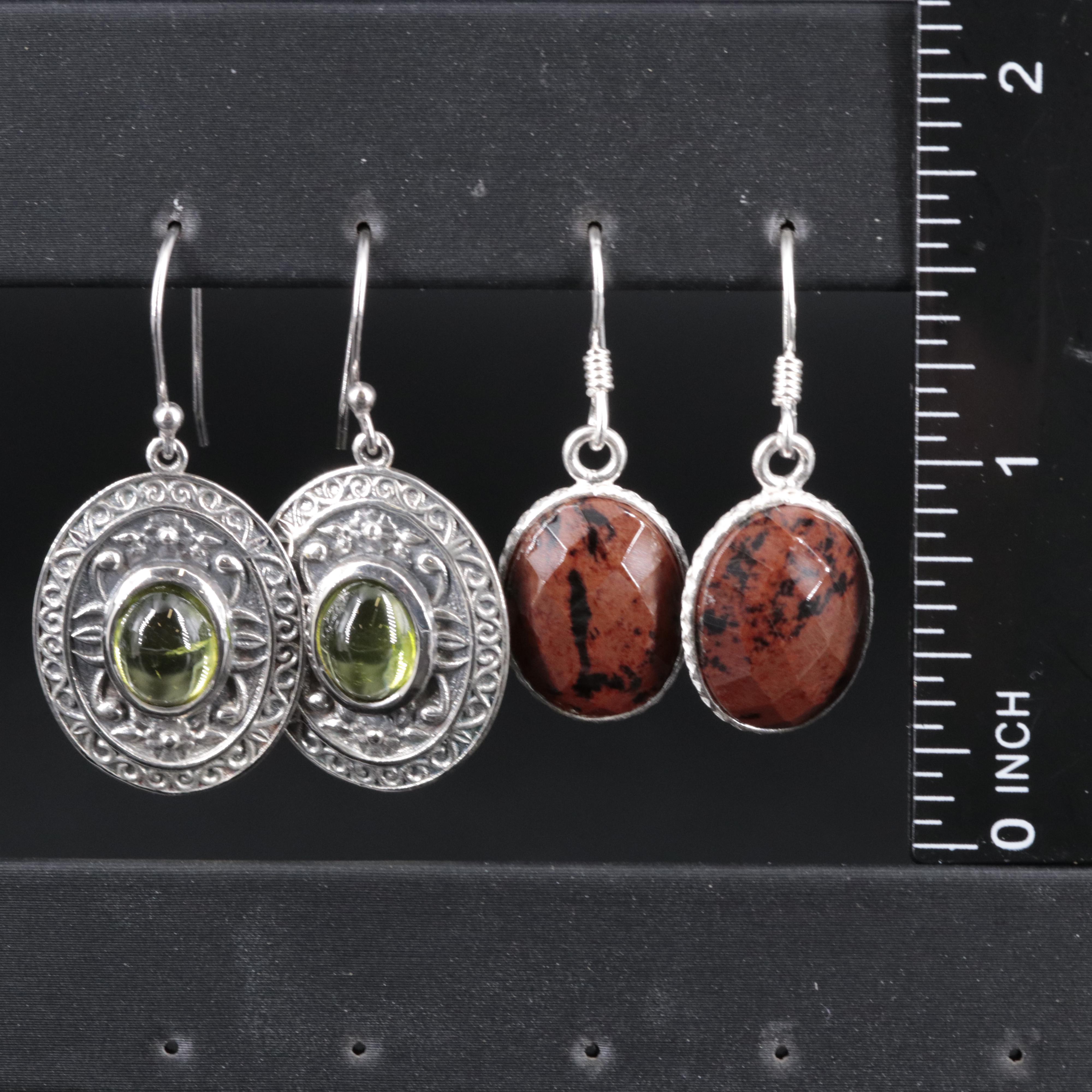 2-Piece Sterling Drop Earrings Featuring Peridot
