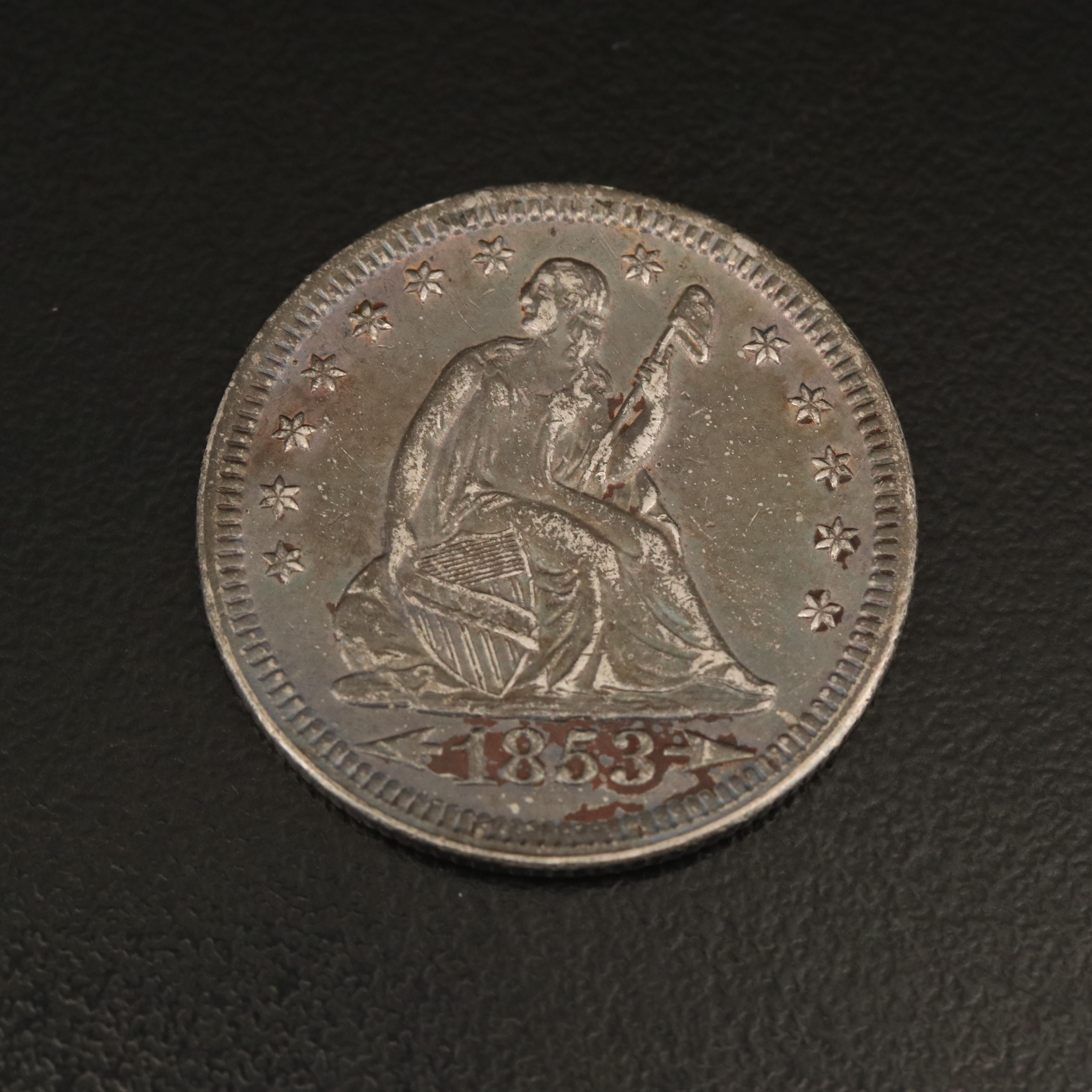 1853 Seated Liberty Silver Quarter