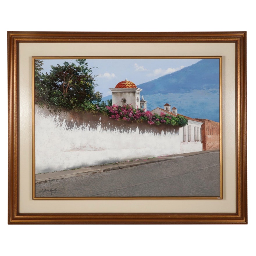 Guillermo Arriola Landscape Oil Painting "Cúpula y Volcan," 1993