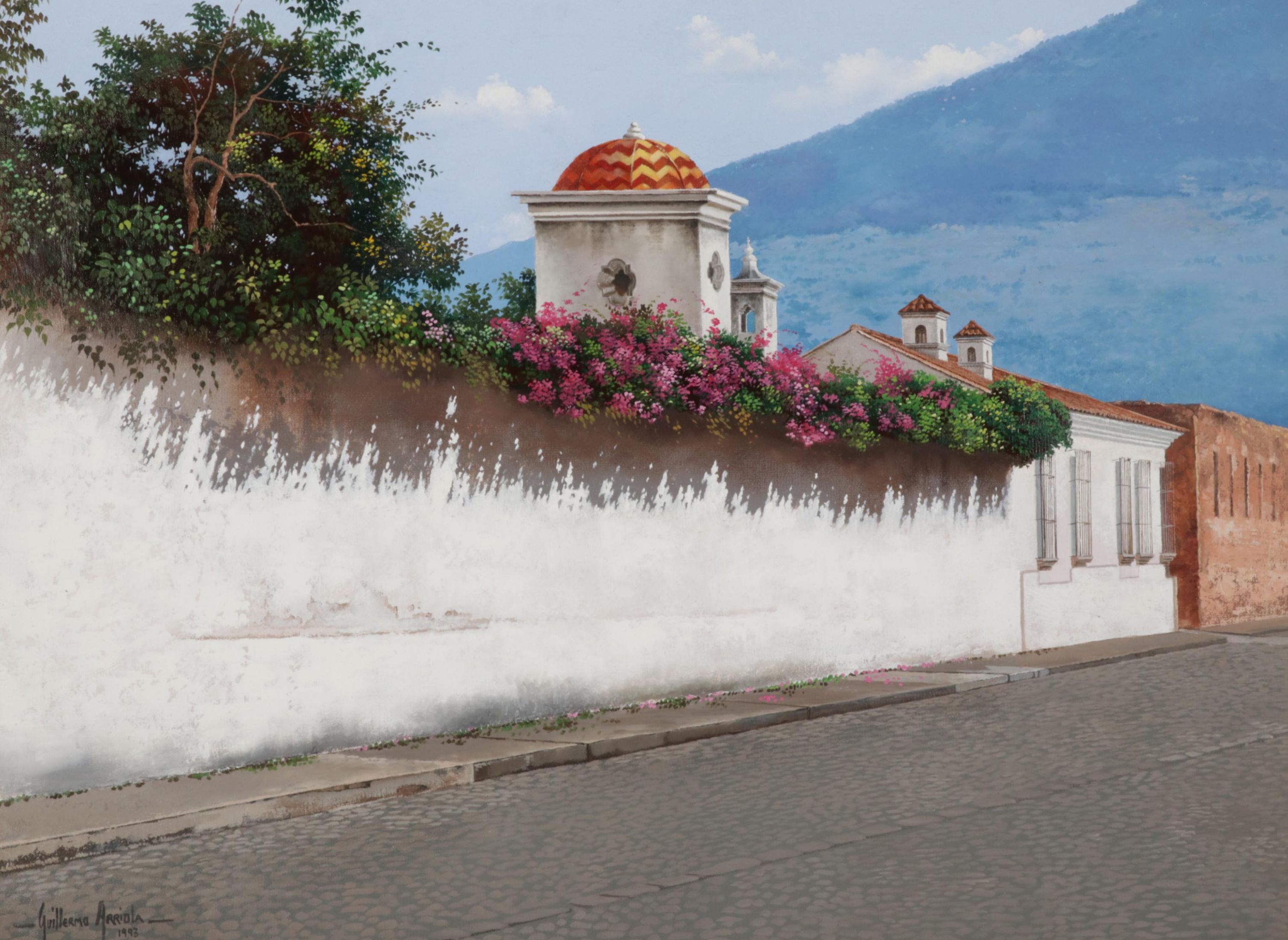 Guillermo Arriola Landscape Oil Painting "Cúpula y Volcan," 1993