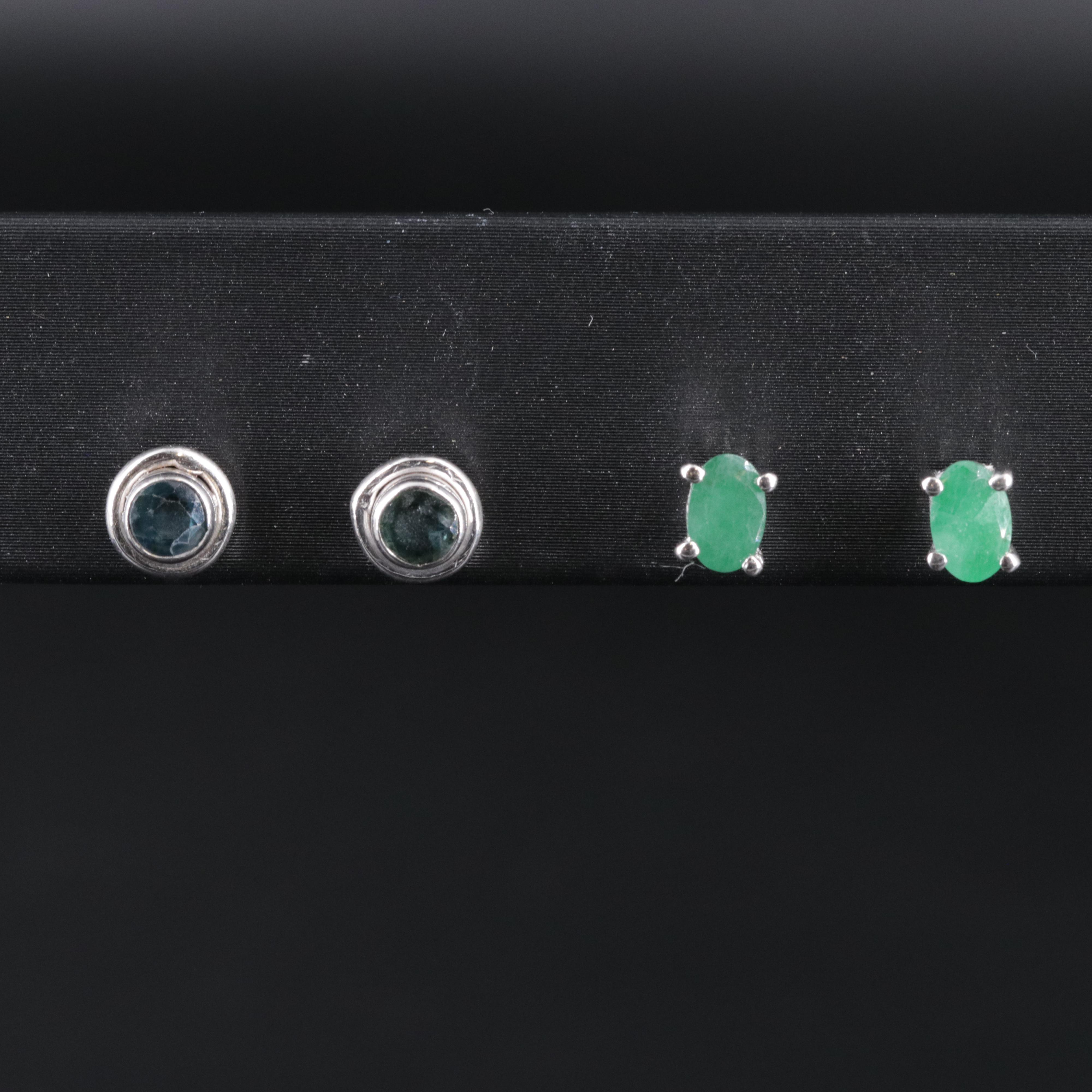 2-Piece Sterling Stud Earrings Set