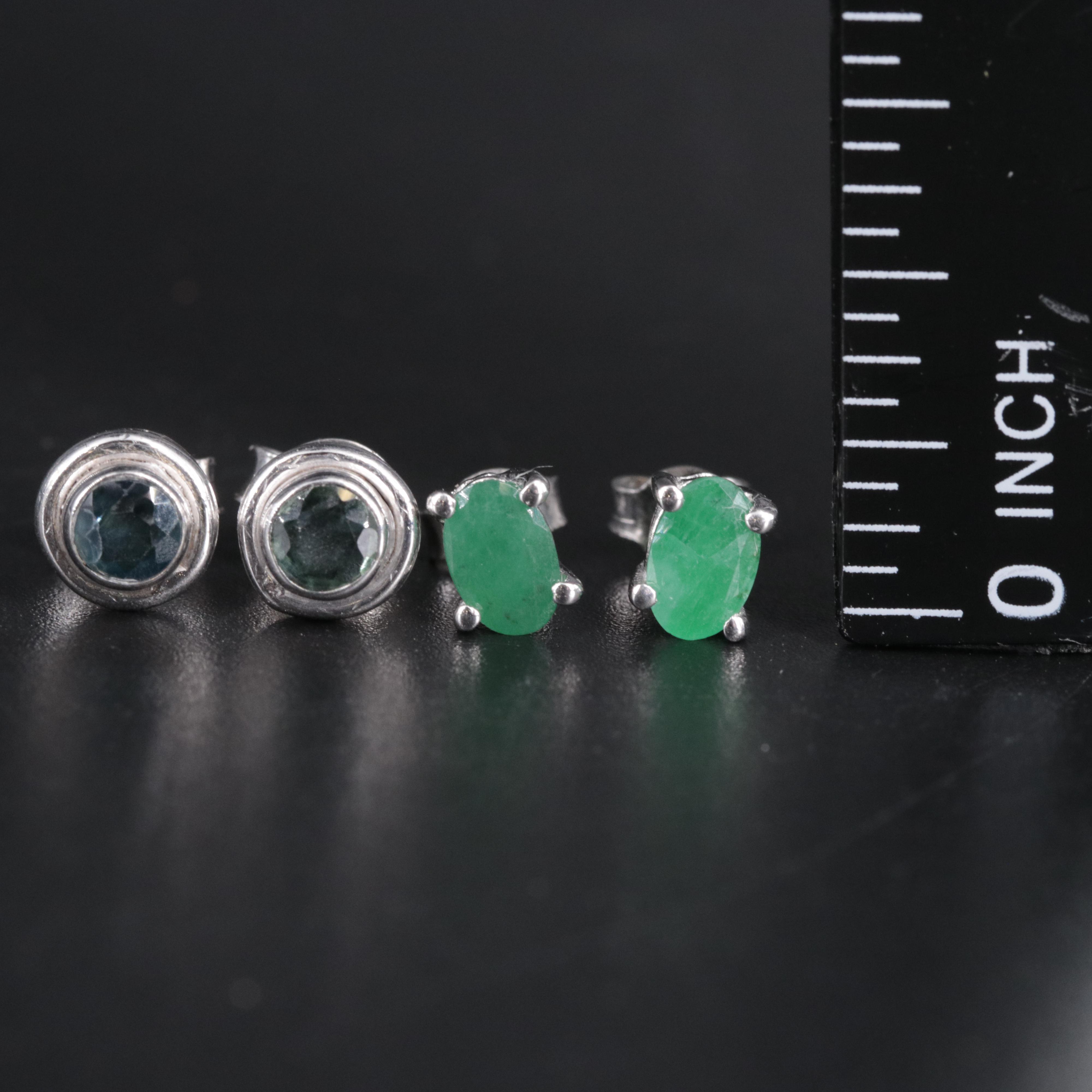 2-Piece Sterling Stud Earrings Set