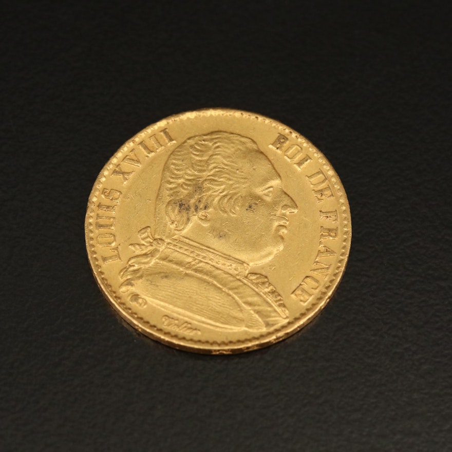 1814 A France Twenty Francs Gold Coin