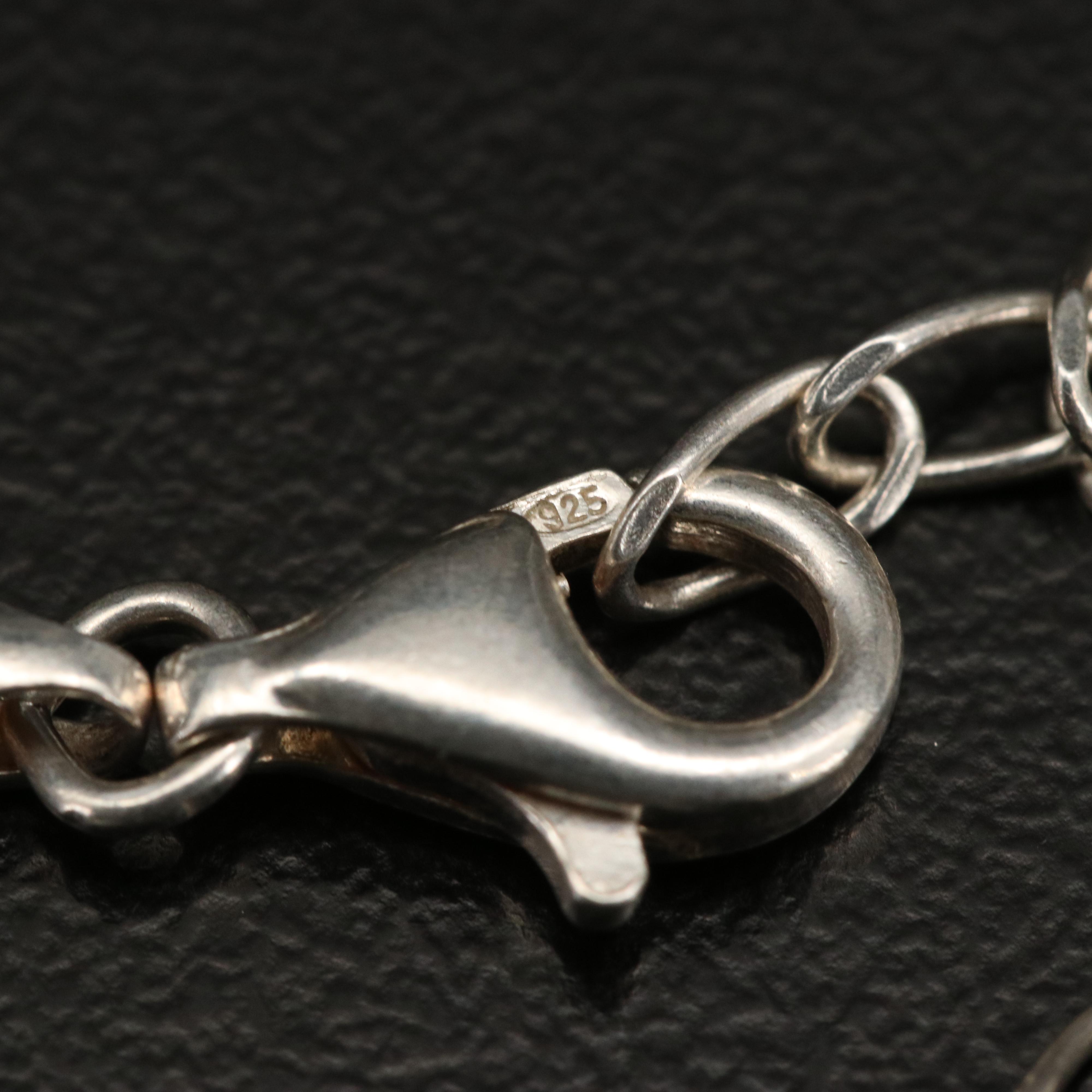 Sterling and 950 Silver Pendant Necklace Including Malachite and Sugilite