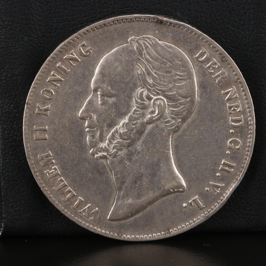 1849 Netherlands 2 1/2 Gulden Silver Coin