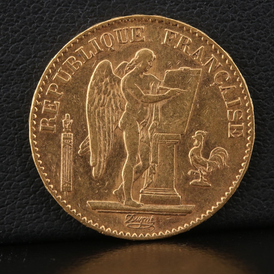 1876 A France Twenty Francs Gold Coin