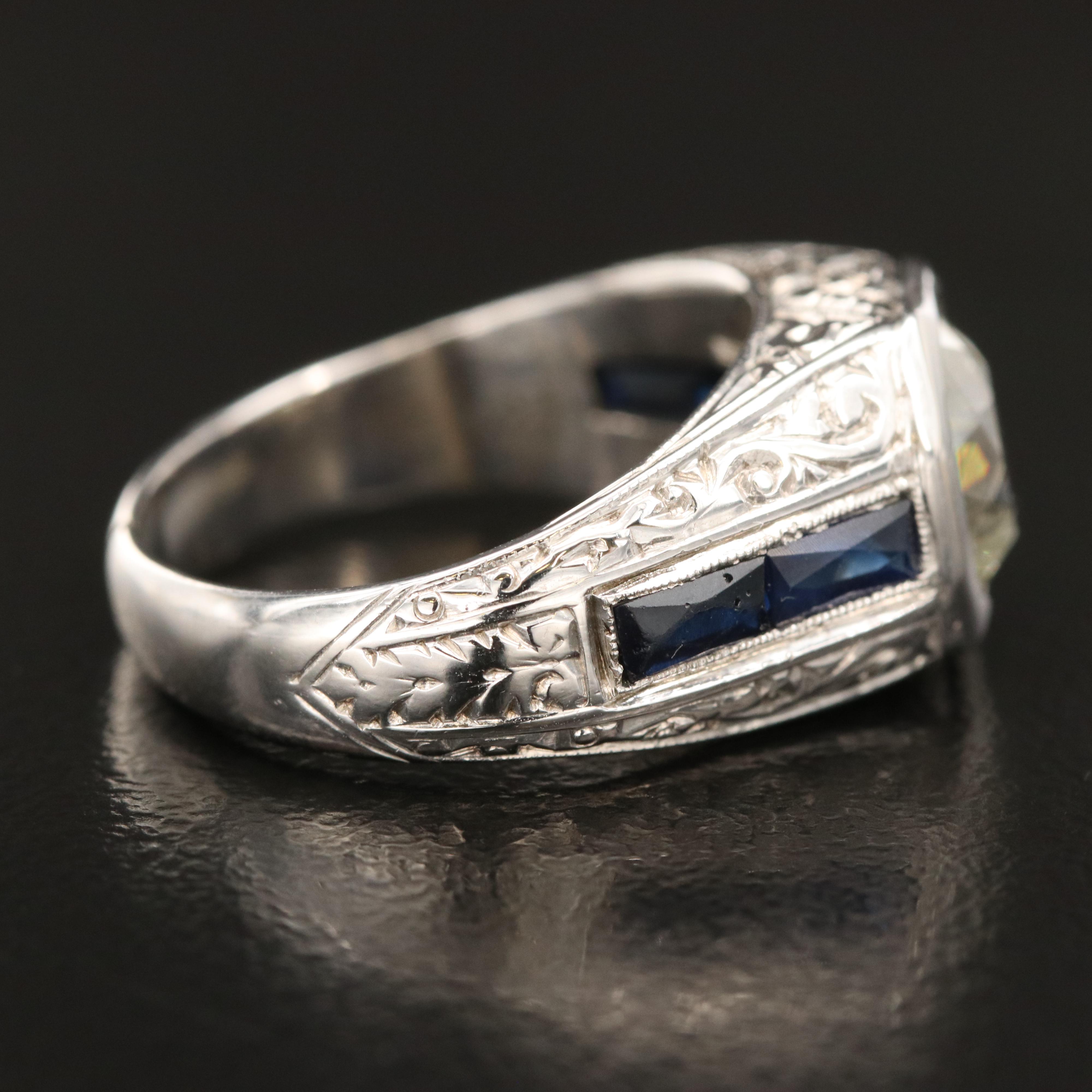 Antique 18K 1.90 CT Diamond and Sapphire Ring with GIA Report