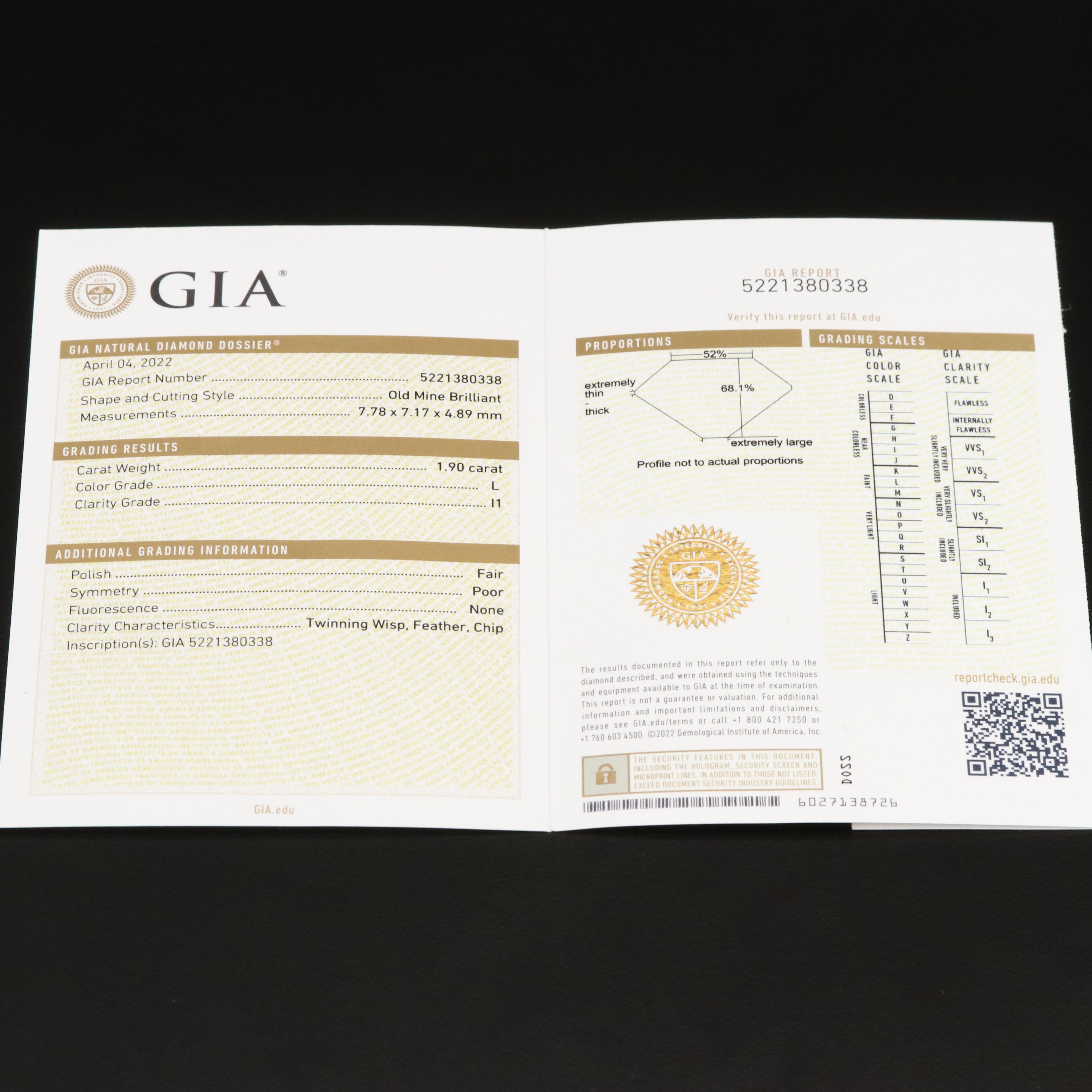 Antique 18K 1.90 CT Diamond and Sapphire Ring with GIA Report