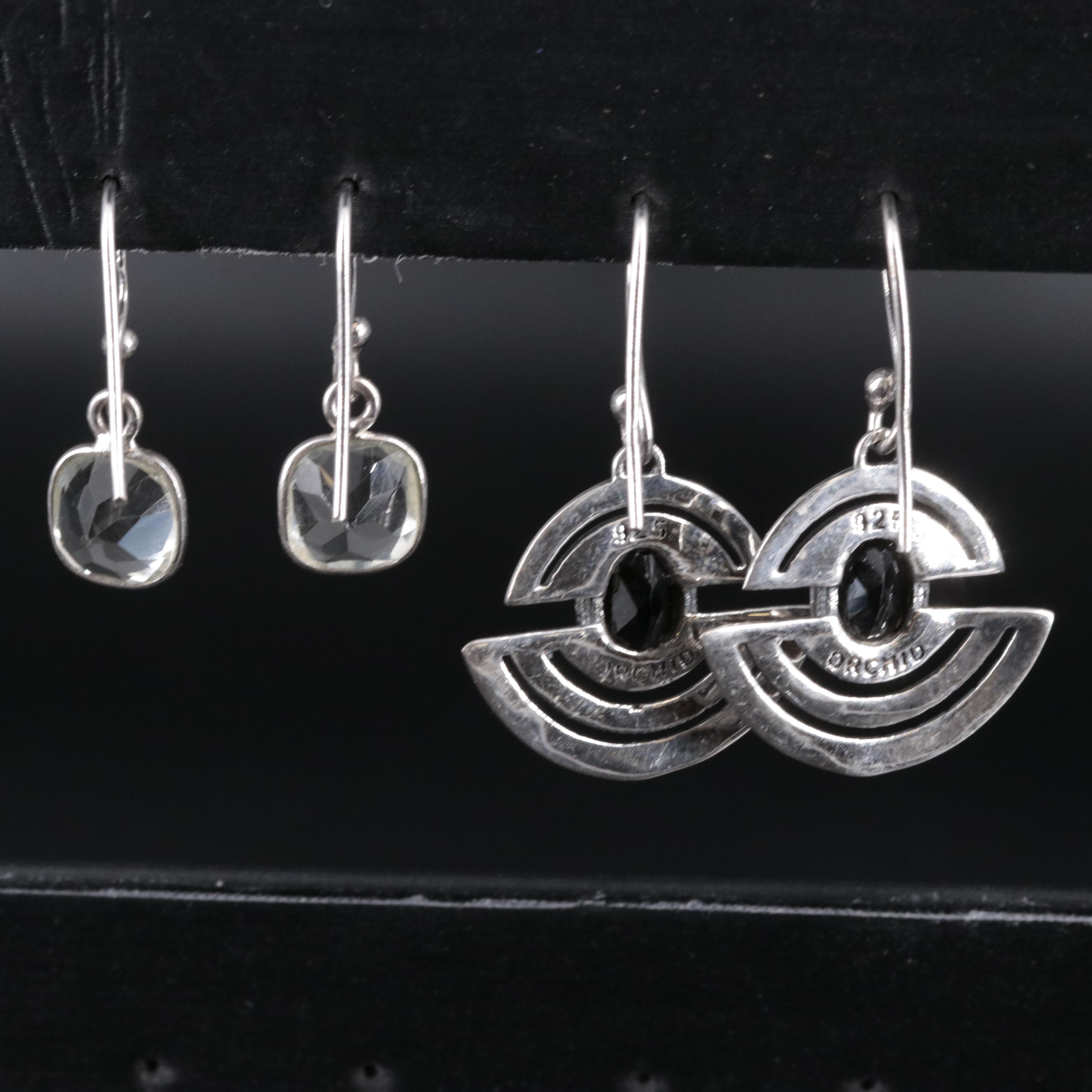 2-Piece Sterling Dangle Earrings Set Featuring Sapphire