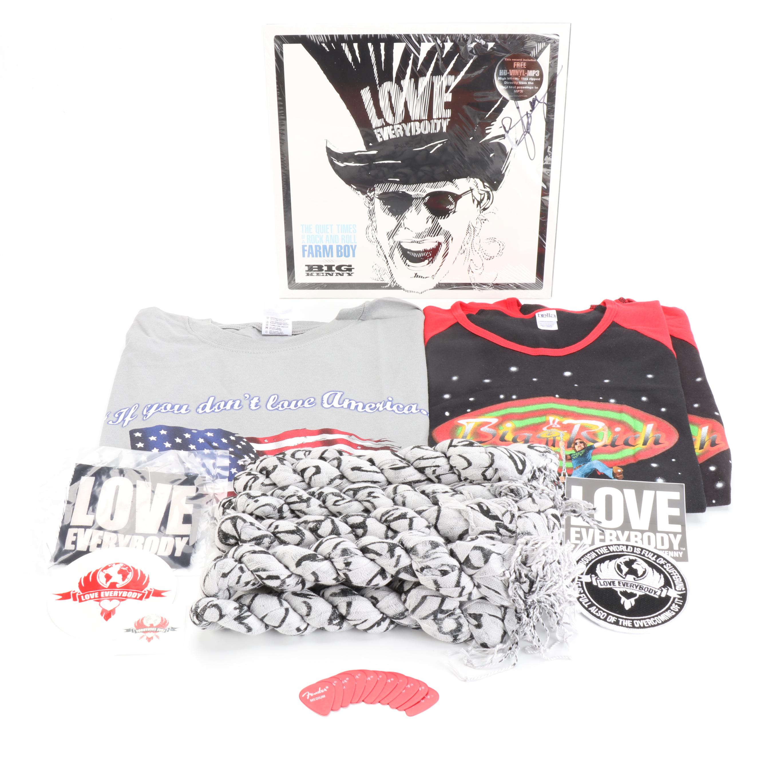 Big & Rich Tour Merchandise Including Signed Album, Scarves, Shirts, and More