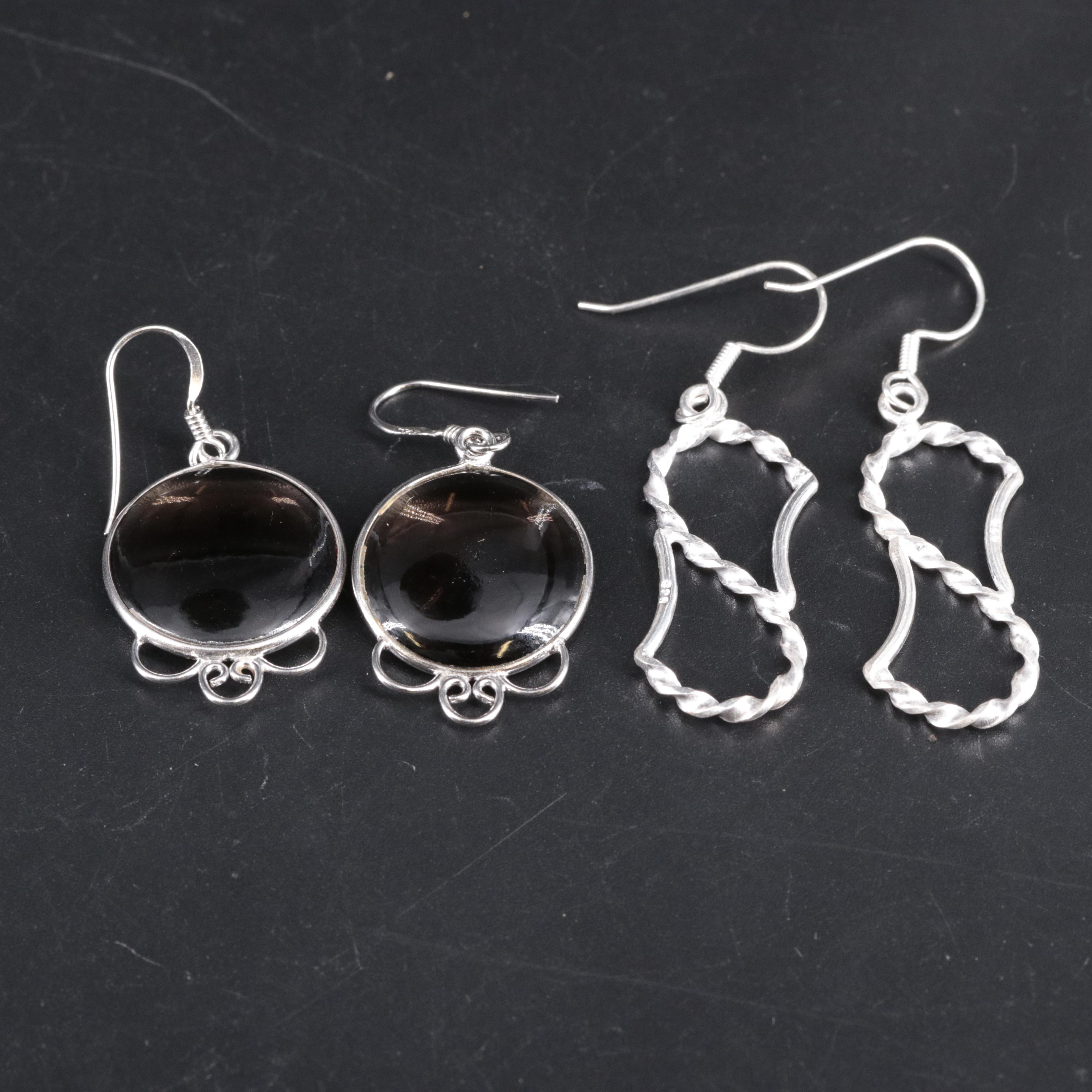 2-Piece Sterling Dangle Earrings Set Featuring Smoky Quartz