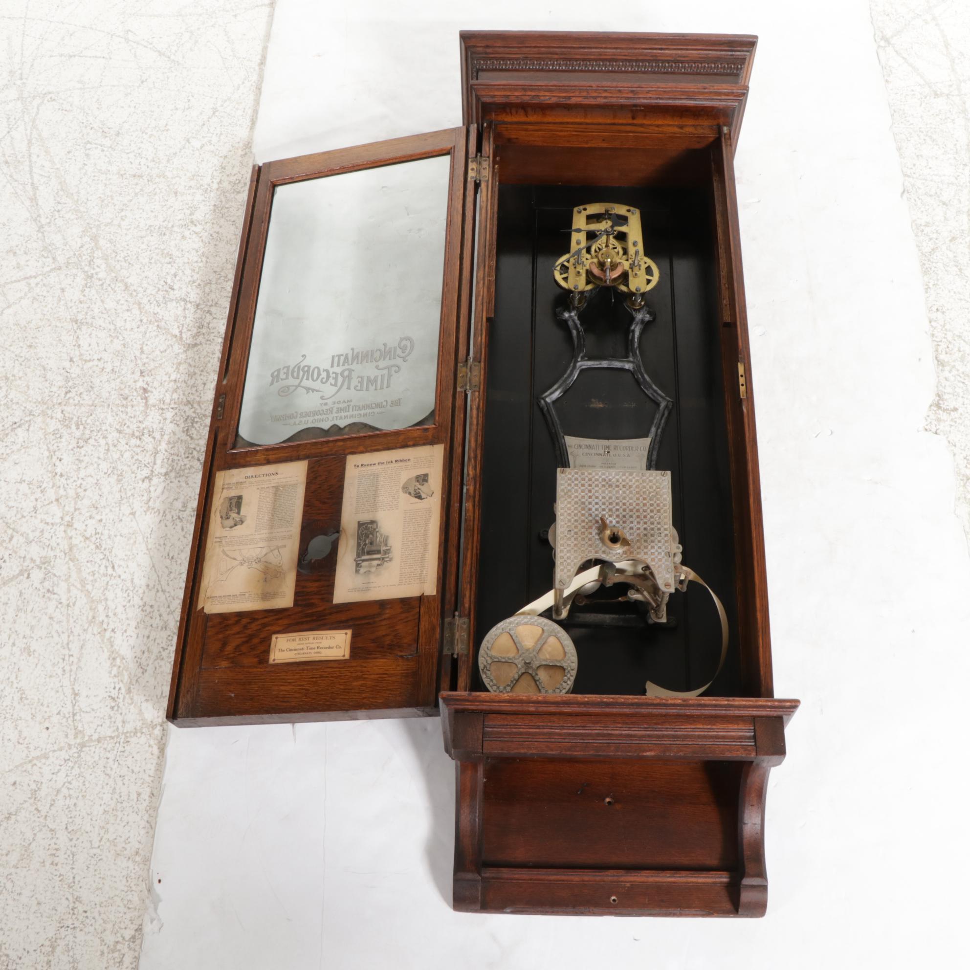 Cincinnati Time Recorder Co. Oak Tape System Clock, circa 1901