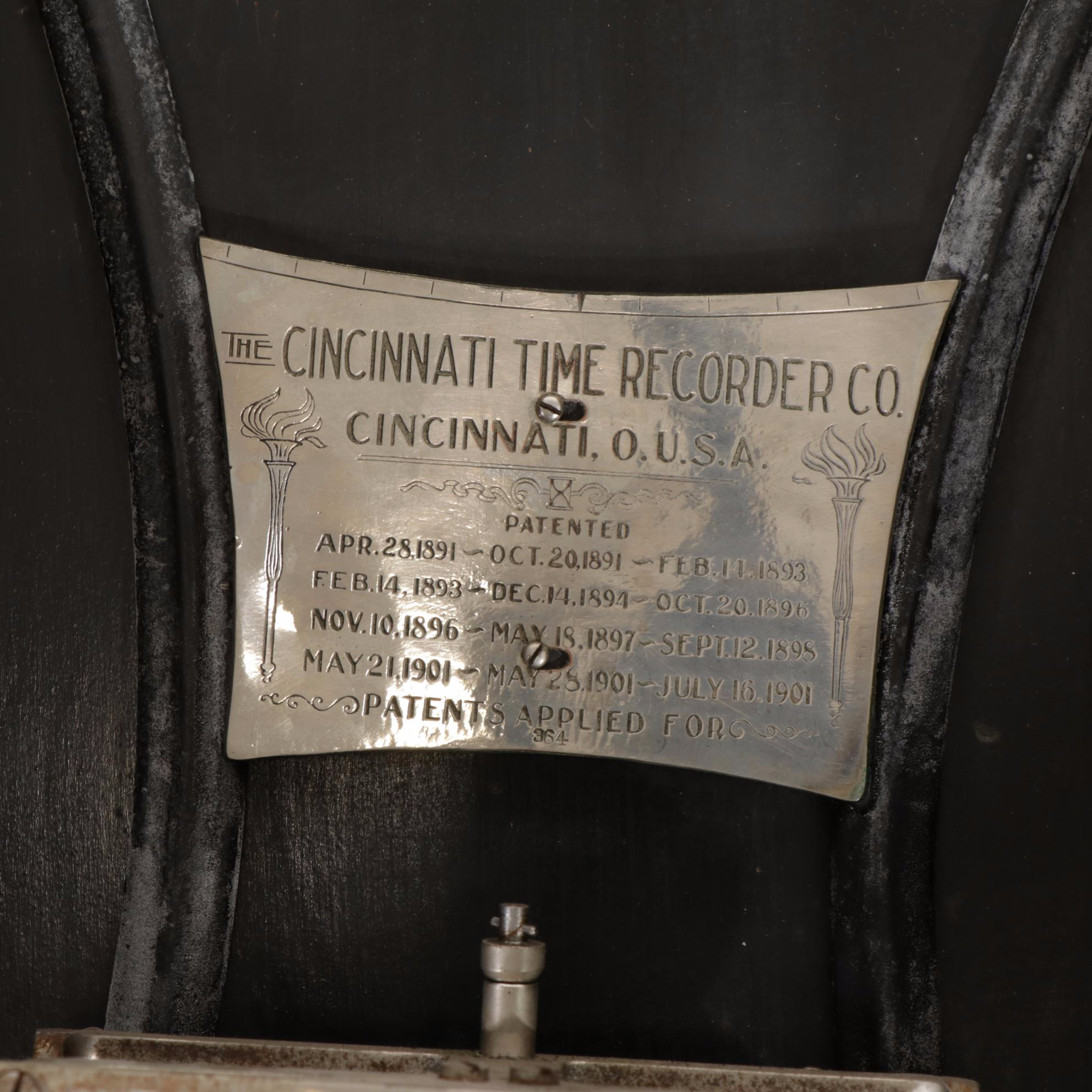 Cincinnati Time Recorder Co. Oak Tape System Clock, circa 1901