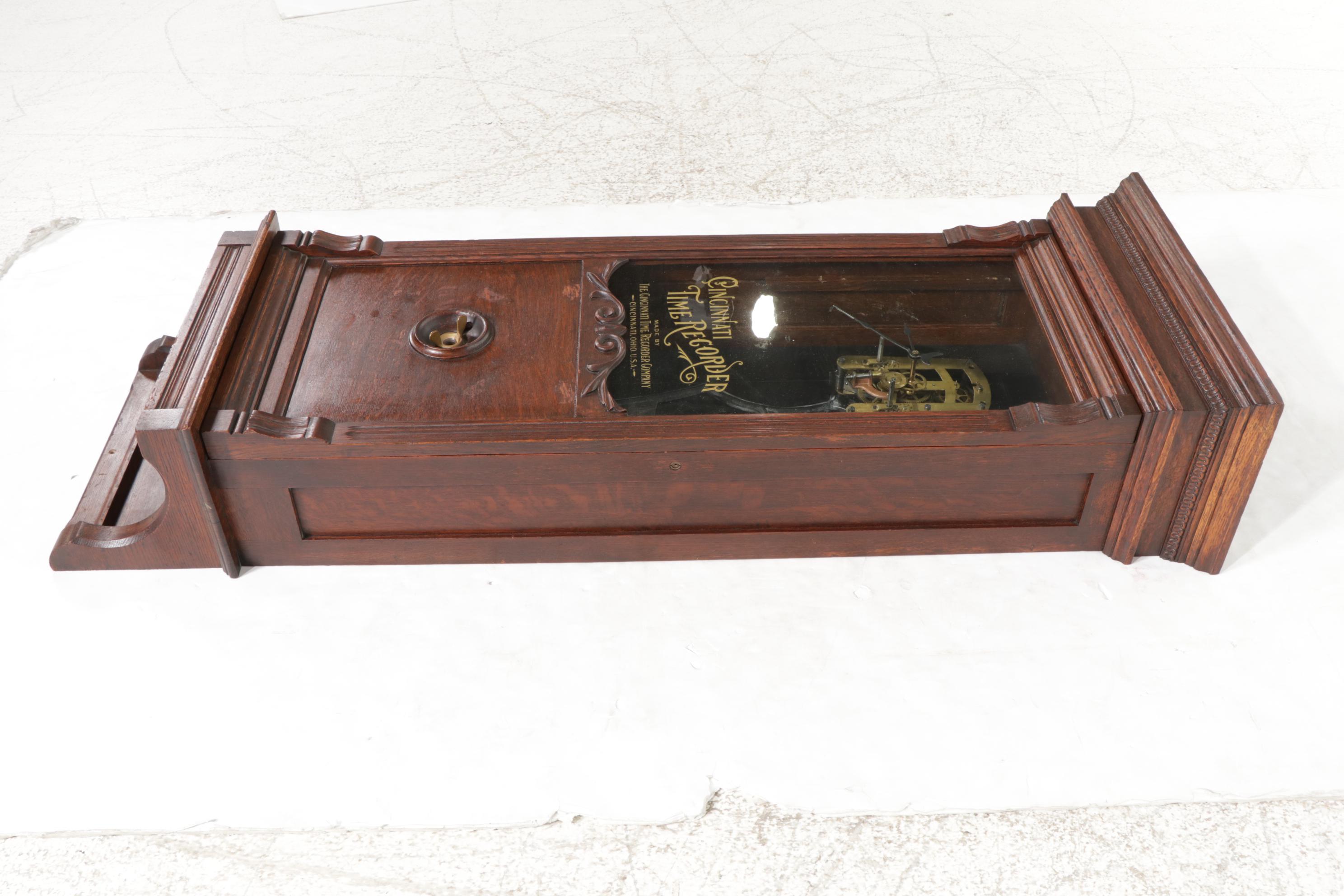 Cincinnati Time Recorder Co. Oak Tape System Clock, circa 1901