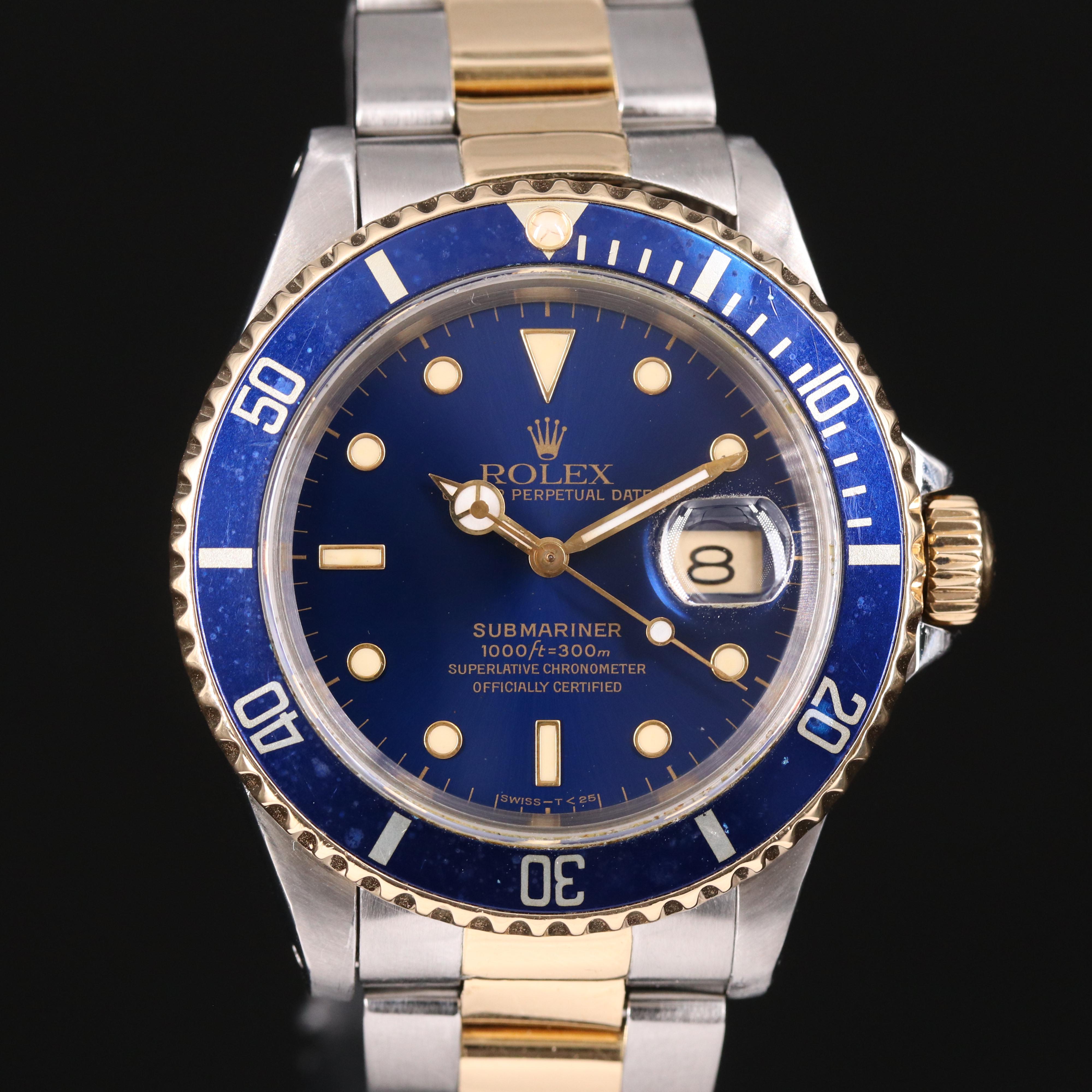 1993 Rolex 18K Oyster Perpetual Submariner Watch