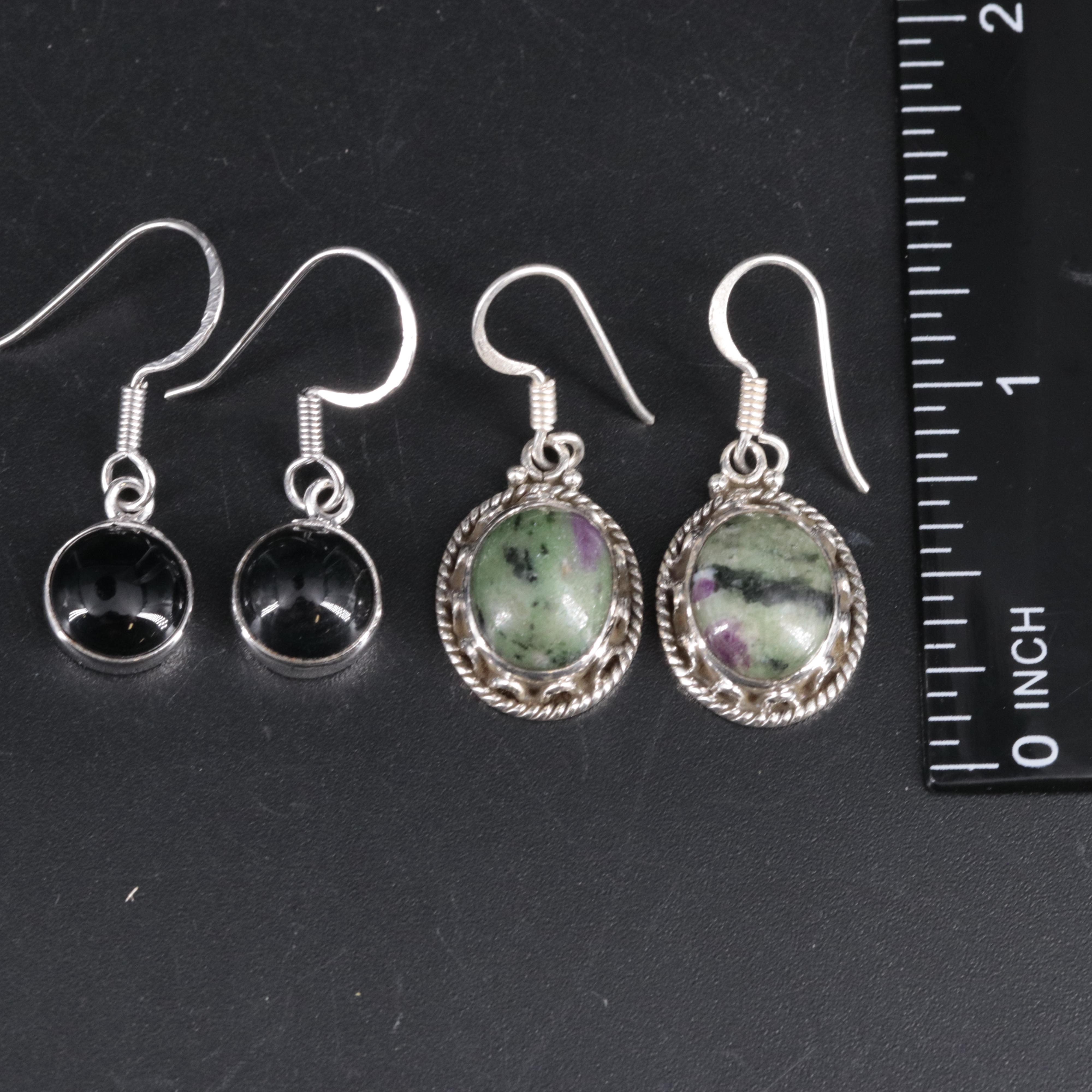 2-Piece Sterling Dangle Earrings Set Featuring Ruby Zoisite