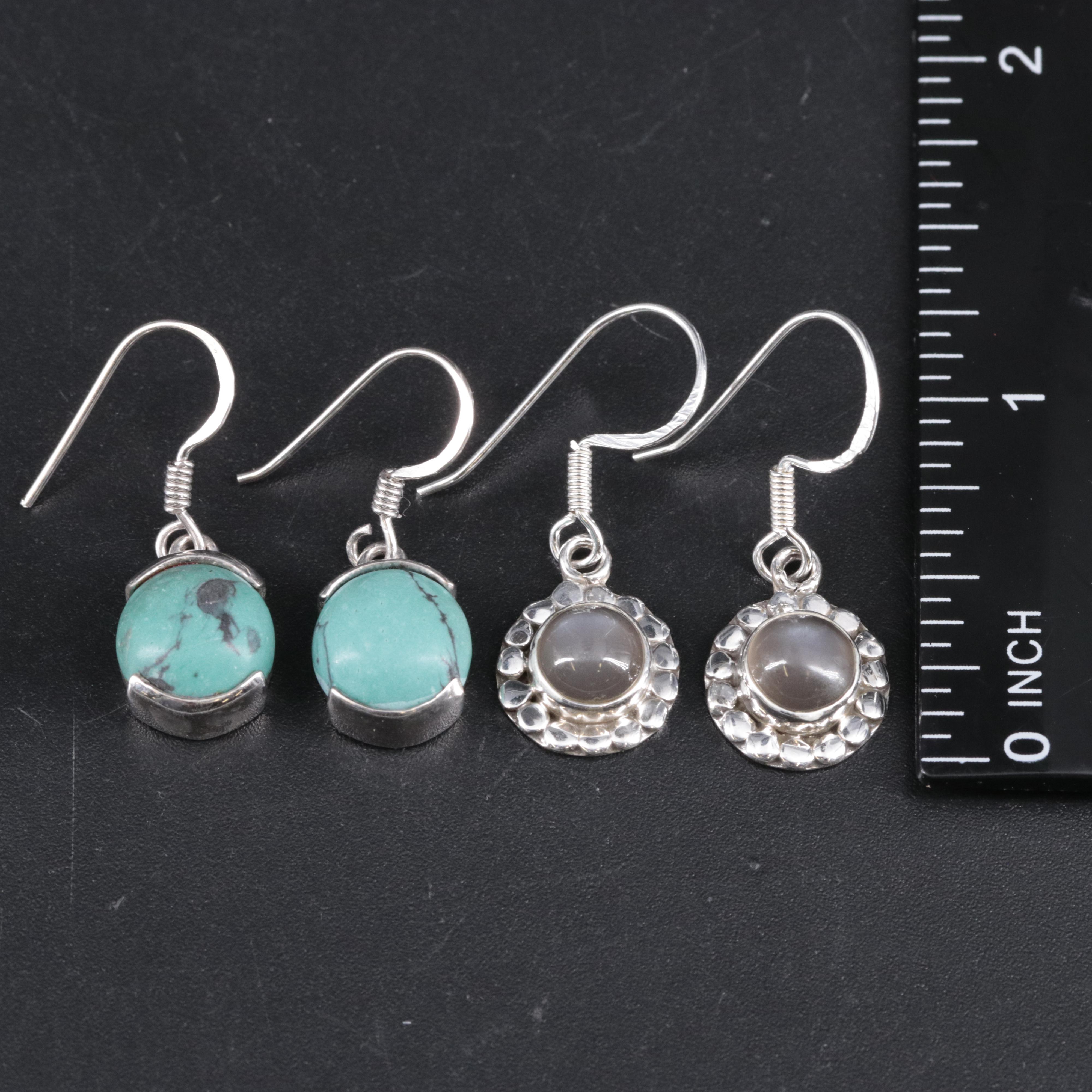 2-Piece Sterling Drop Earrings Set Featuring Turquoise