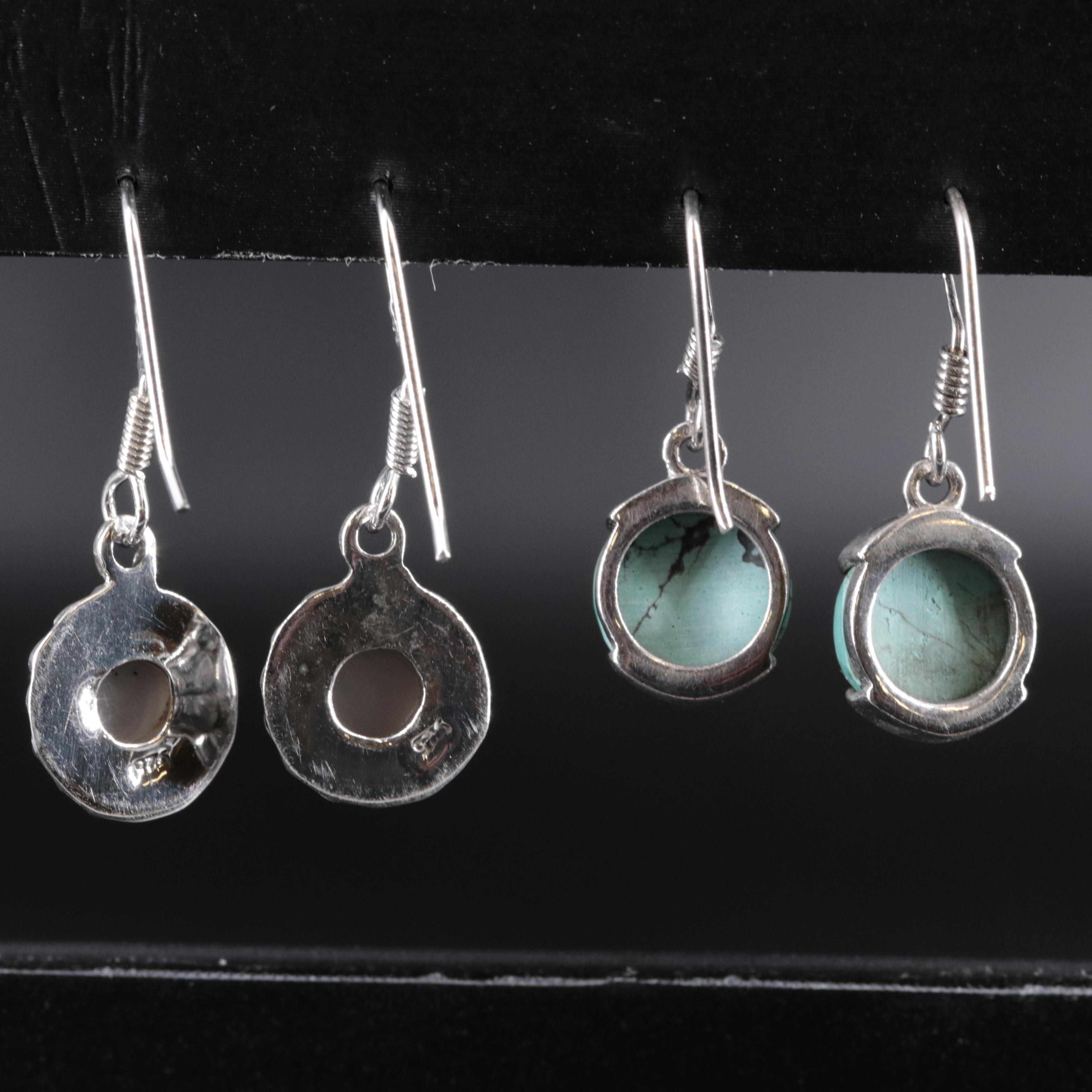 2-Piece Sterling Drop Earrings Set Featuring Turquoise